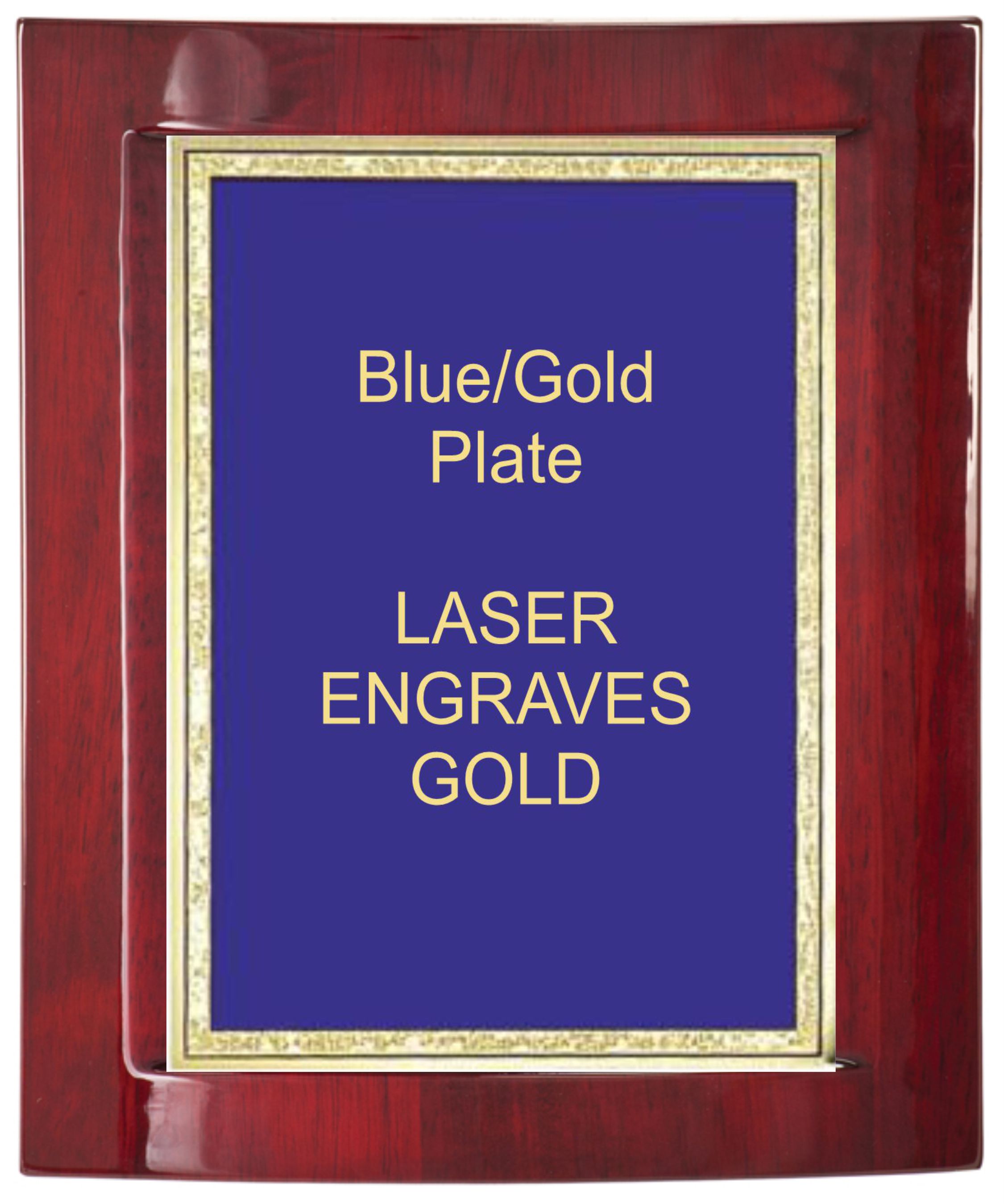 7-1/2" x 9" Rosewood Piano Finish Eclipse Plaque with a Blue Florentine Plate 1