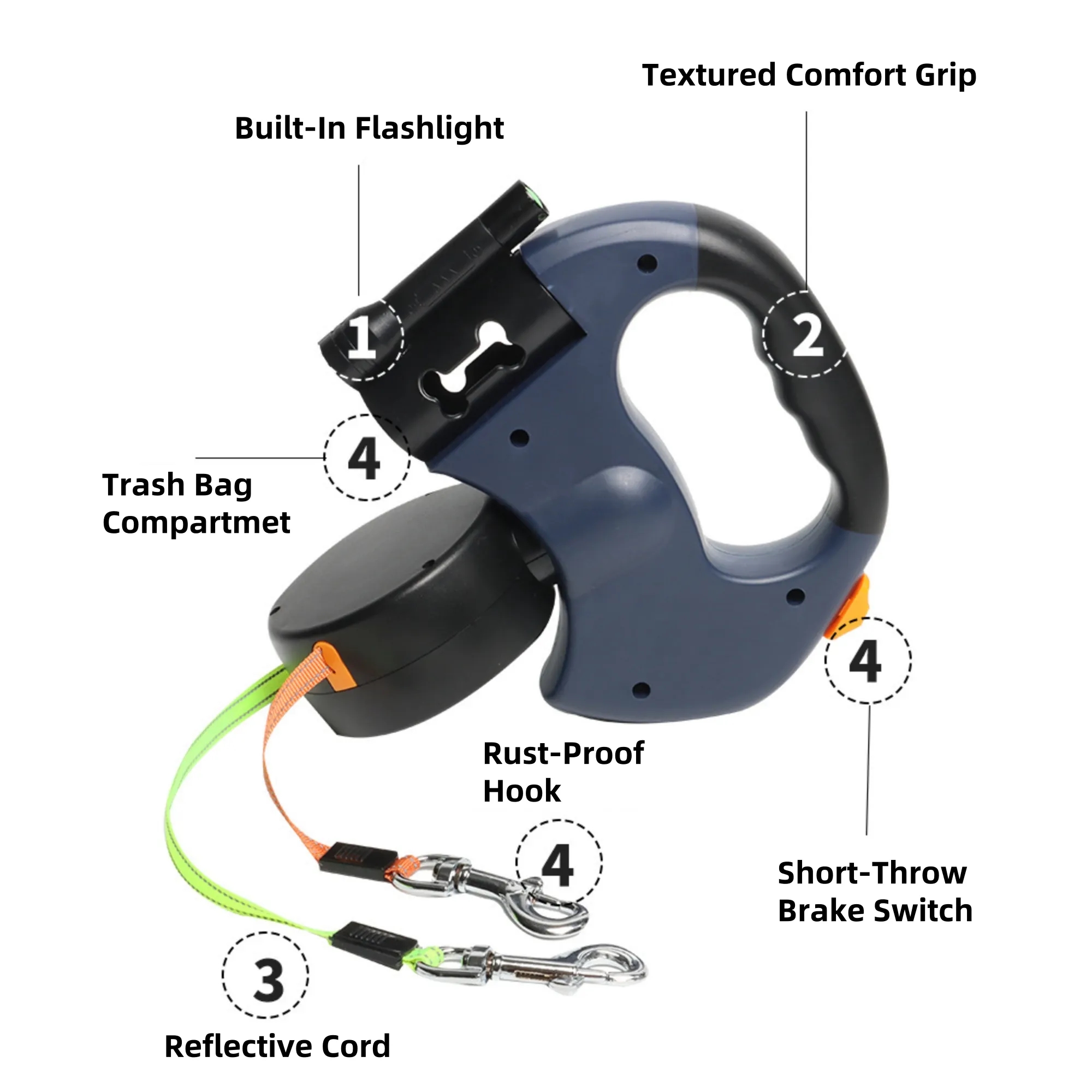 Dual-Headed LED Retractable Dog Leash 4