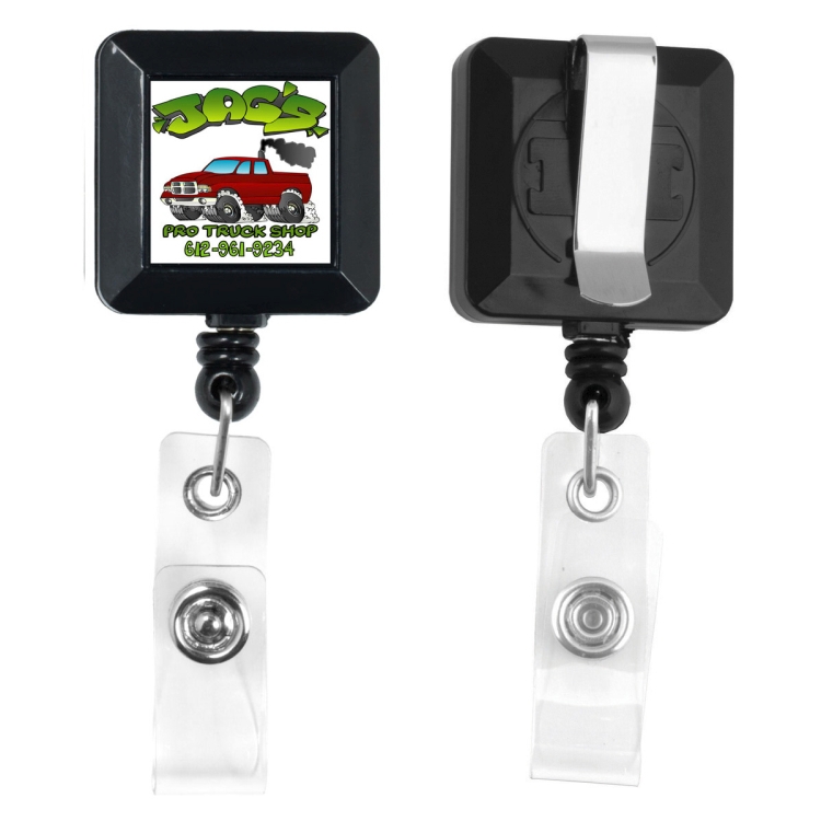"Kent VL" 30" Cord Square Retractable Badge Reel and Badge Holder with Metal Slip Clip Attachment 6