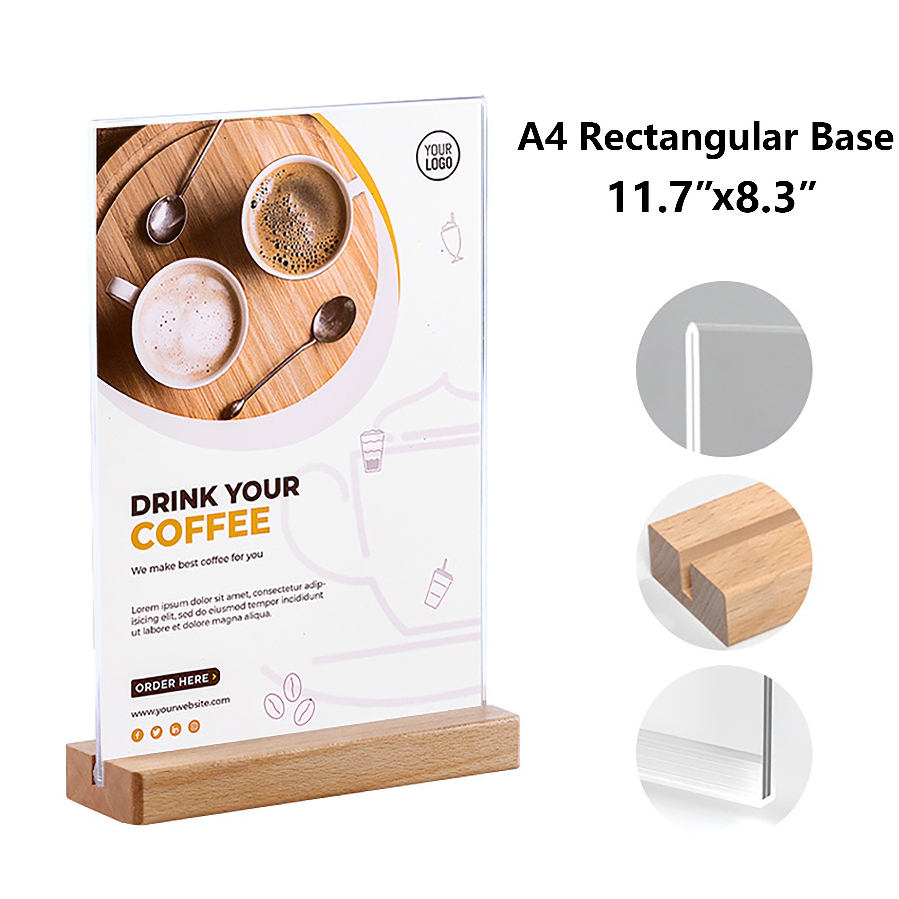 Acrylic Sign Holder With Wood Base 3