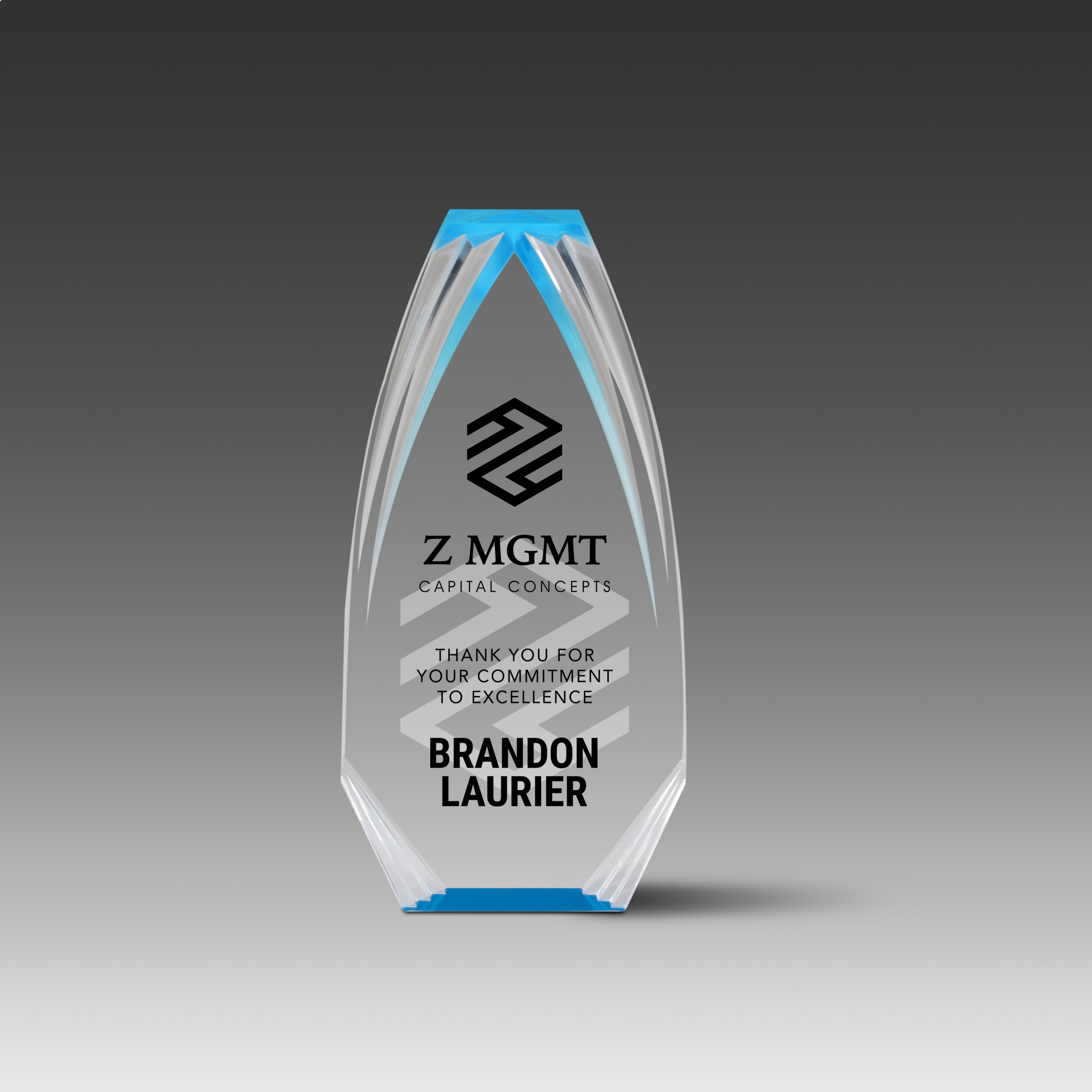 Diamond Carved Obelisk Stand Up Award (3-3/8"x7"x1") 1