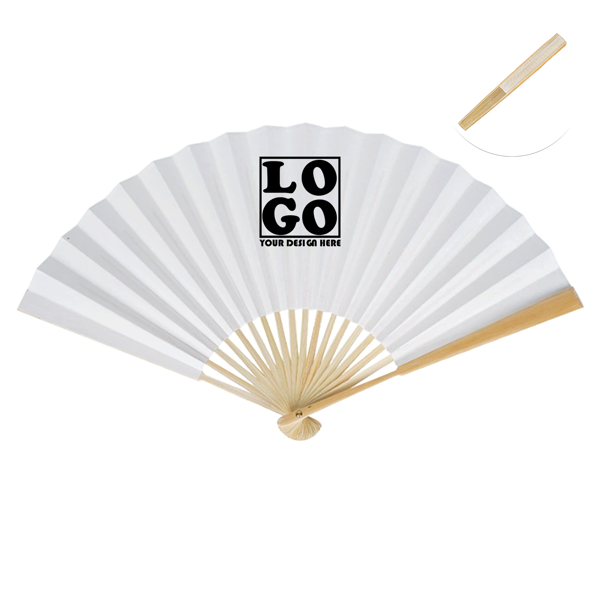 Folding Paper Fan with wood Handle 3