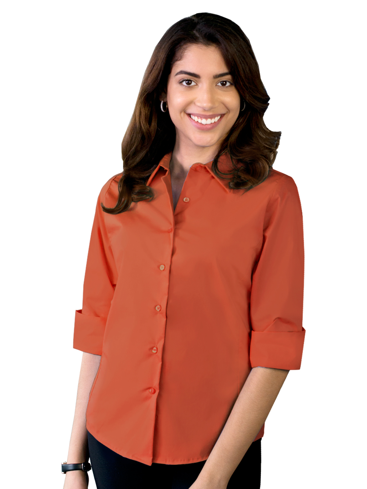 Blue Generation - Women's Pocketless 3/4-Sleeve Stretch Poplin Shirt 29