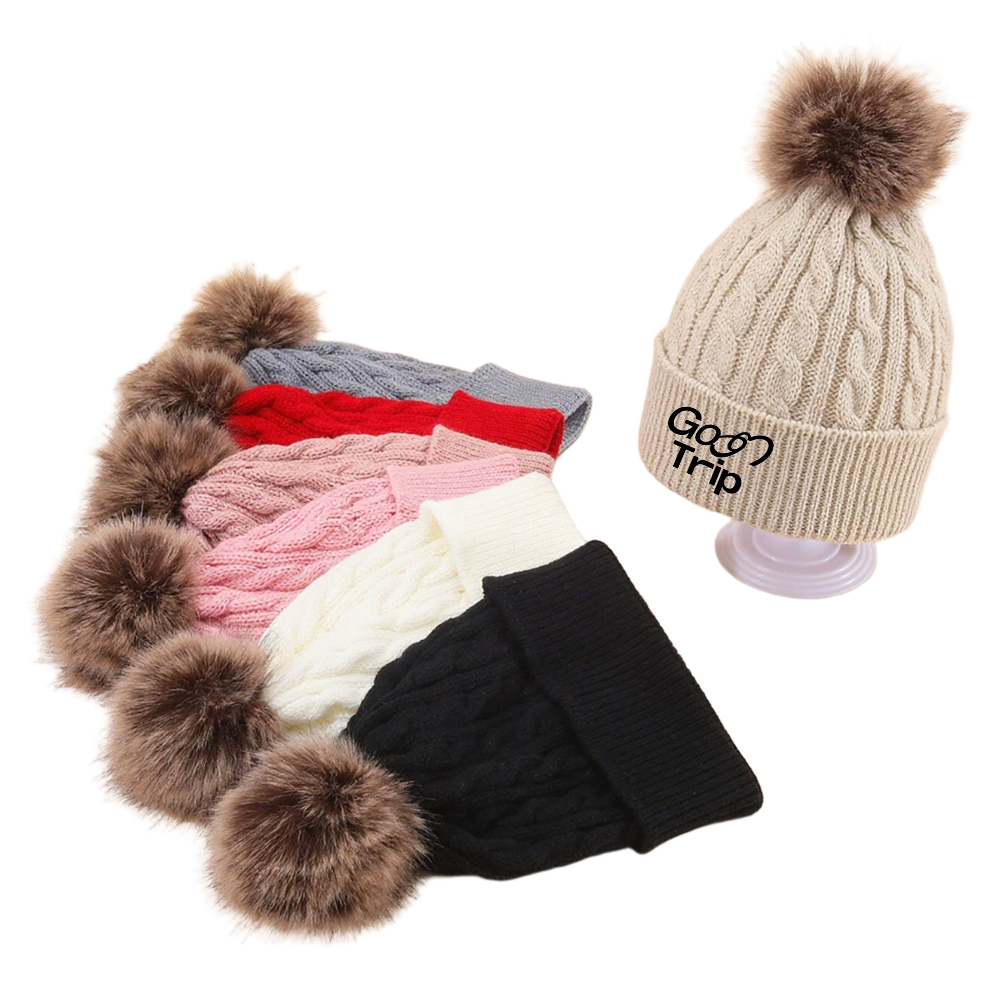 Fried Dough Twists Knit Hat W/Ball 2