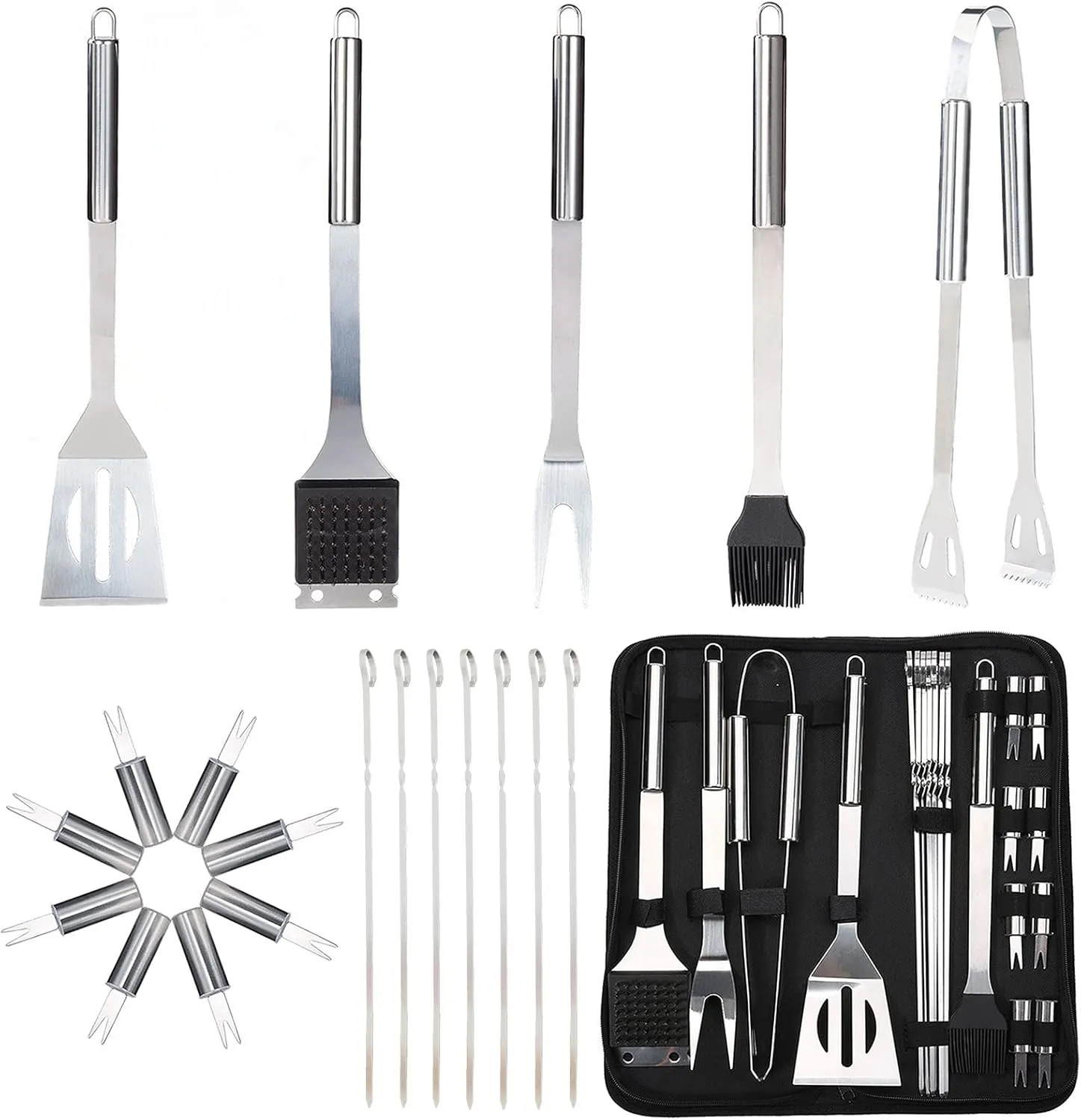 Stainless Steel BBQ Grill Tool Kit with Carrying Bag 20pcs 9
