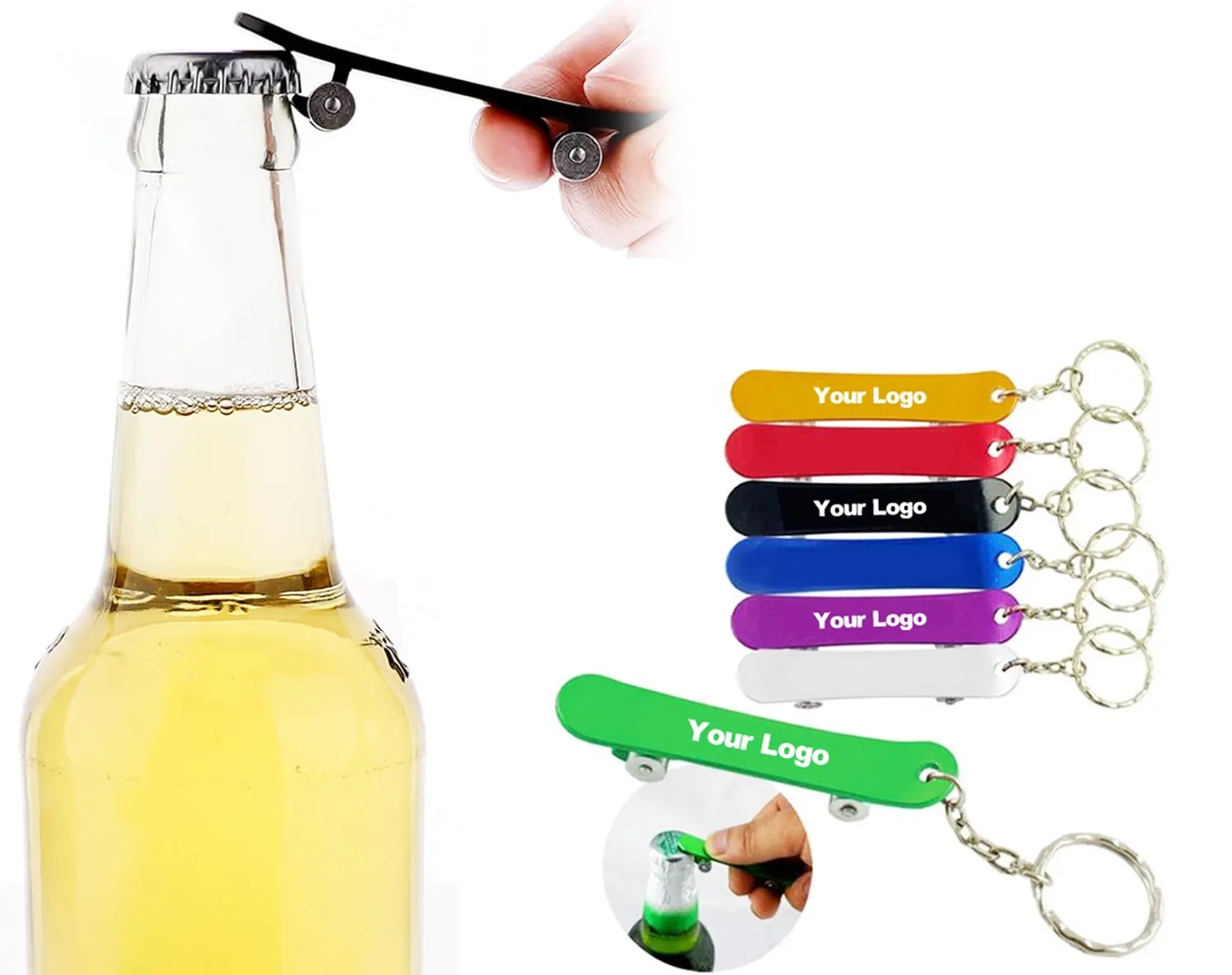Skateboard Shape Bottle Opener w/ Key Chain 10