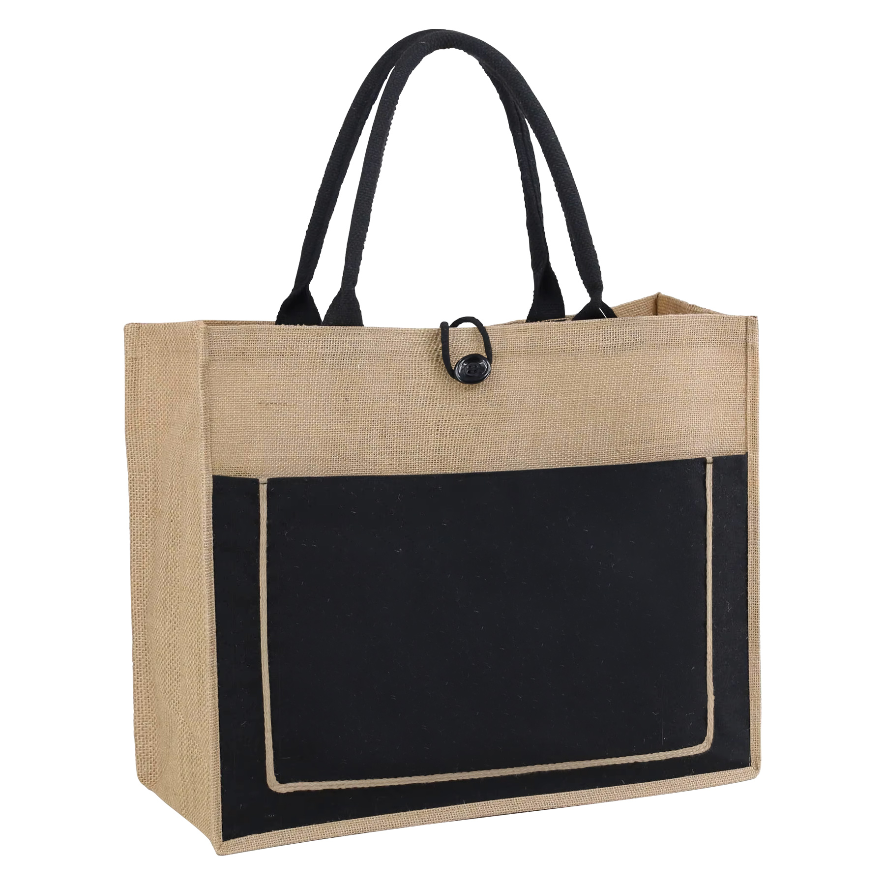Jute Shopping Pocket Tote Bag With Gusset (11.8'' x 13.8'' x 5.5'') 5