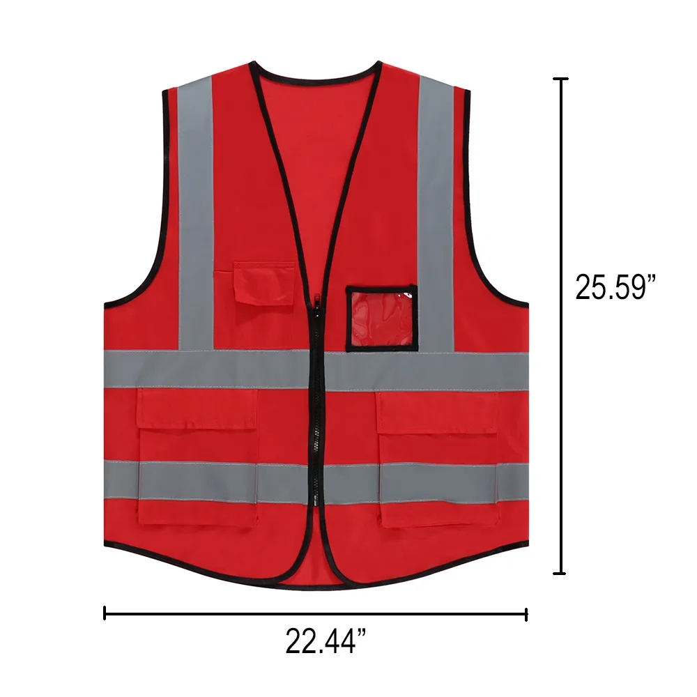 4 Pockets Hi Vis Reflective Strips Safety Vest MOQ30 2