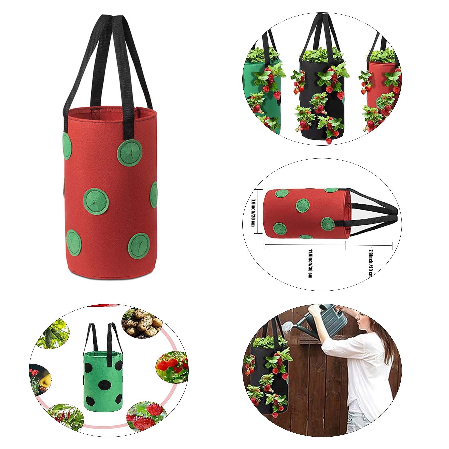 Sturdy Hanging Handle Vegetables Potato Roses 3 Gallon Plant Grow Bag With 12 Planting Holes 3