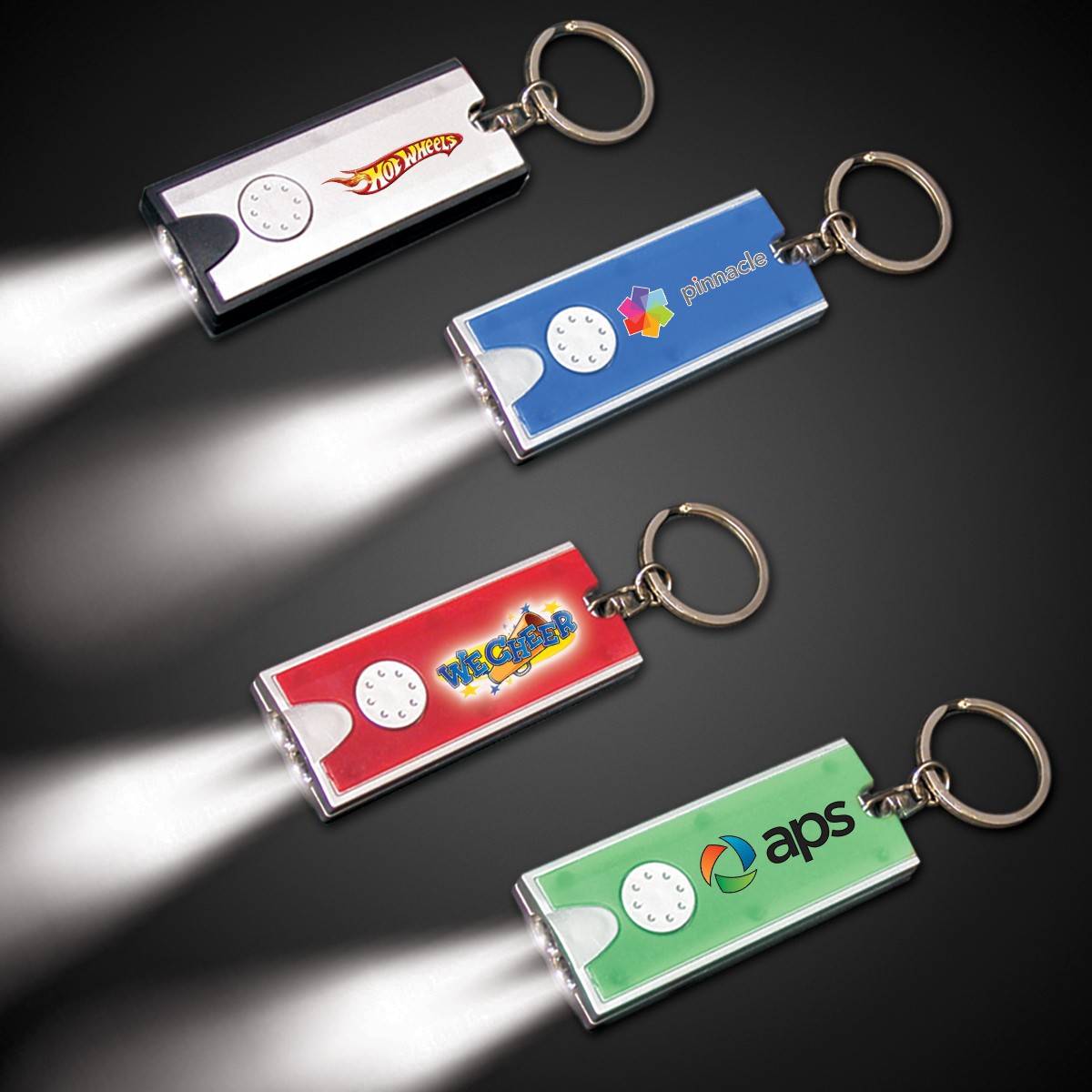 2 1/2" Red Rectangle Light Up Key Chain Flashlight - digi print 2