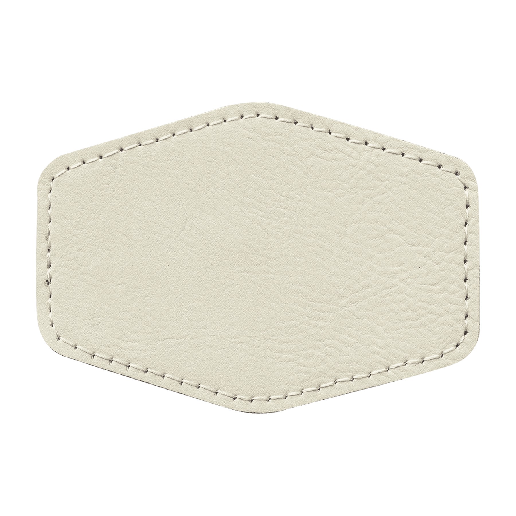 3" x 2" White Leatherette Hexagon Patch with Adhesive 2