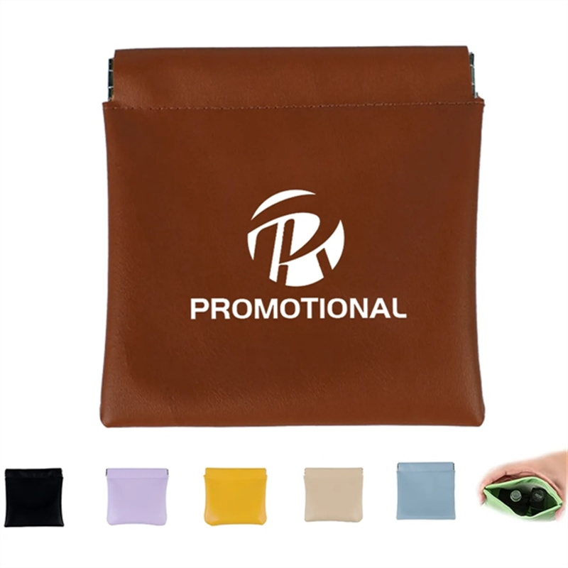 PU Leather Self-Closing Pocket Cosmetic Makeup Bag