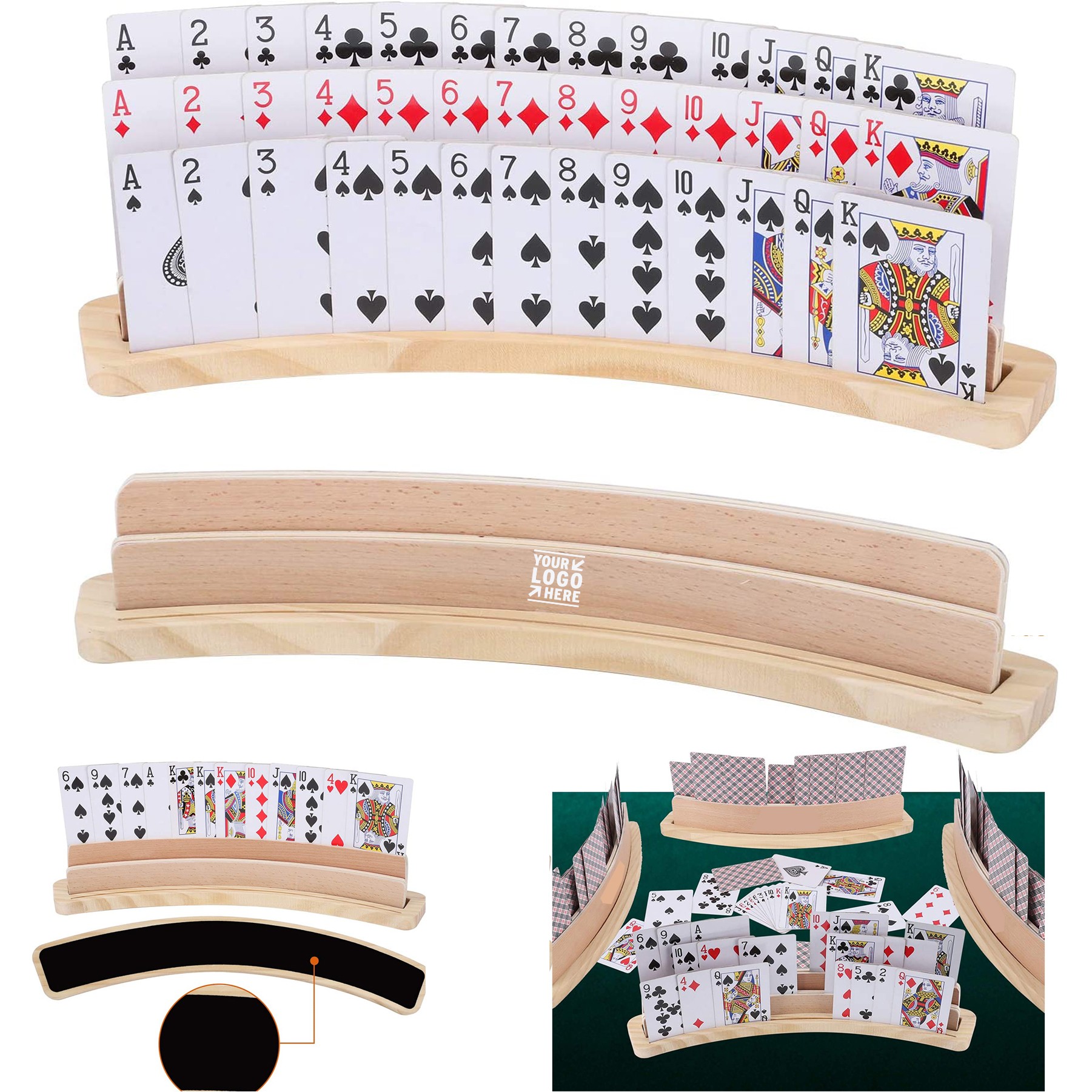 Curved Wooden Playing Card Holder Tray 2