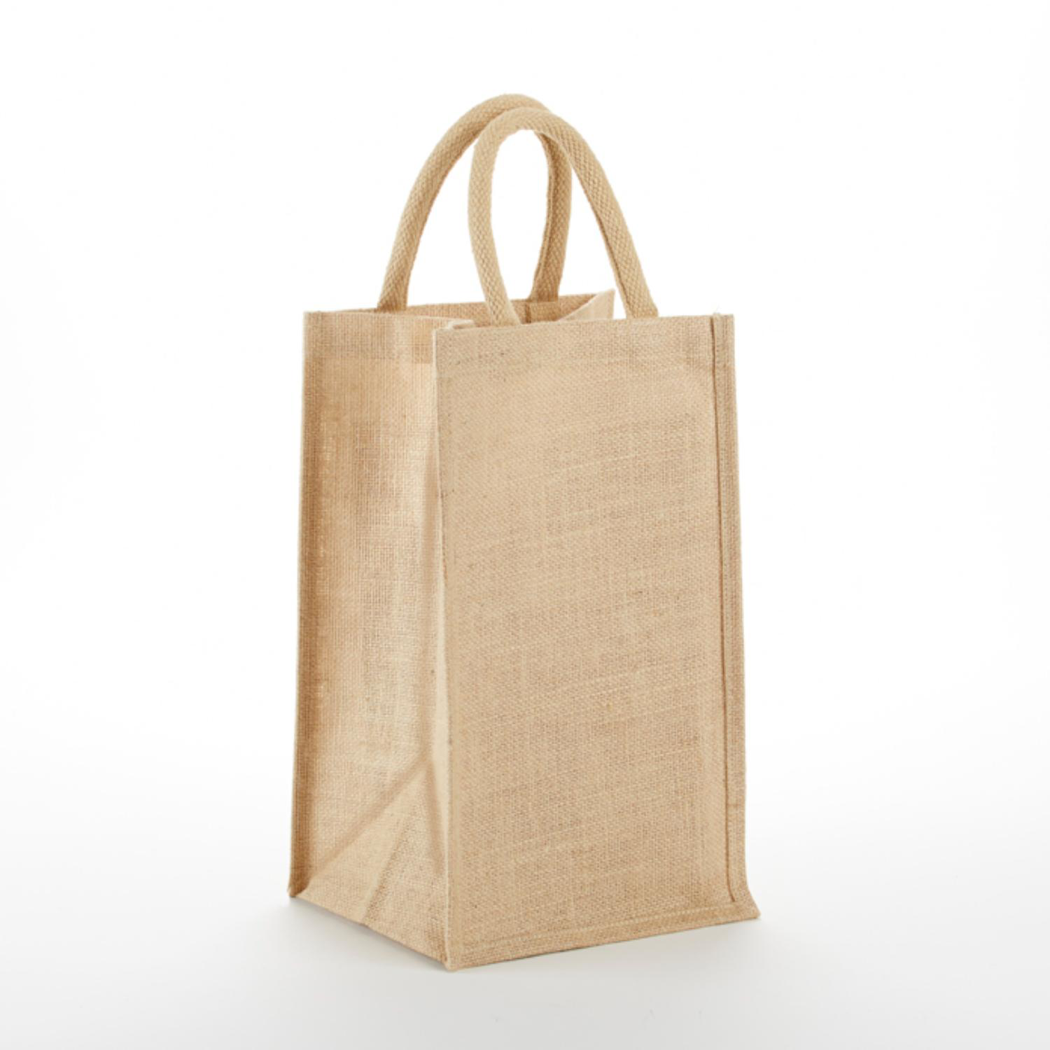 Eco-Friendly 2 Bottle Clear front Jute Bag 3