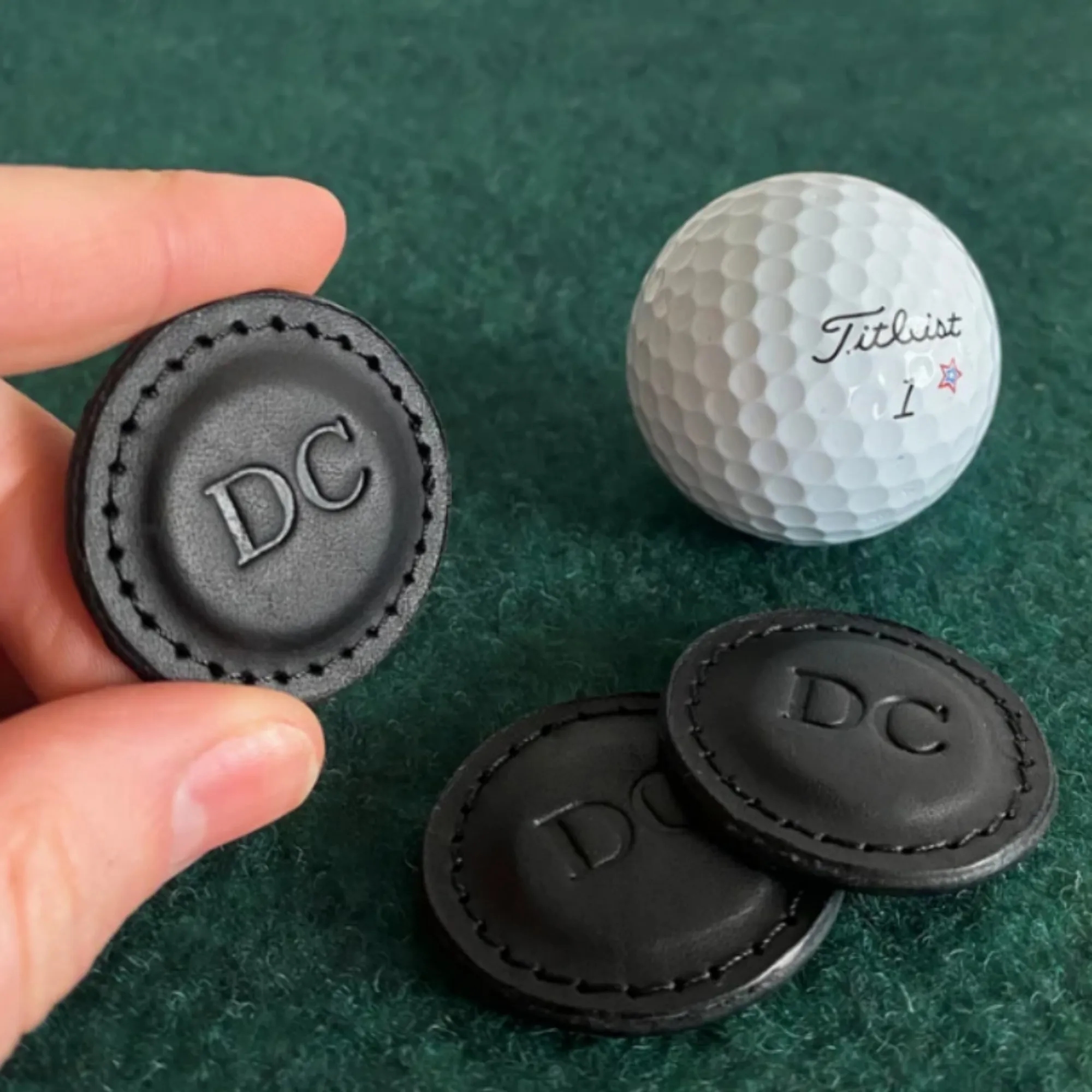 Premium Leather Golf Ball Marker 9