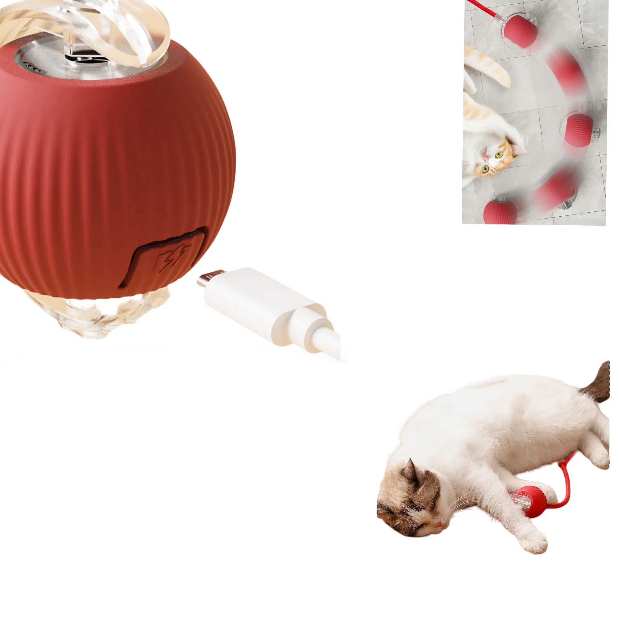 Cat Toys Automatic Lifting Plush Ball 2