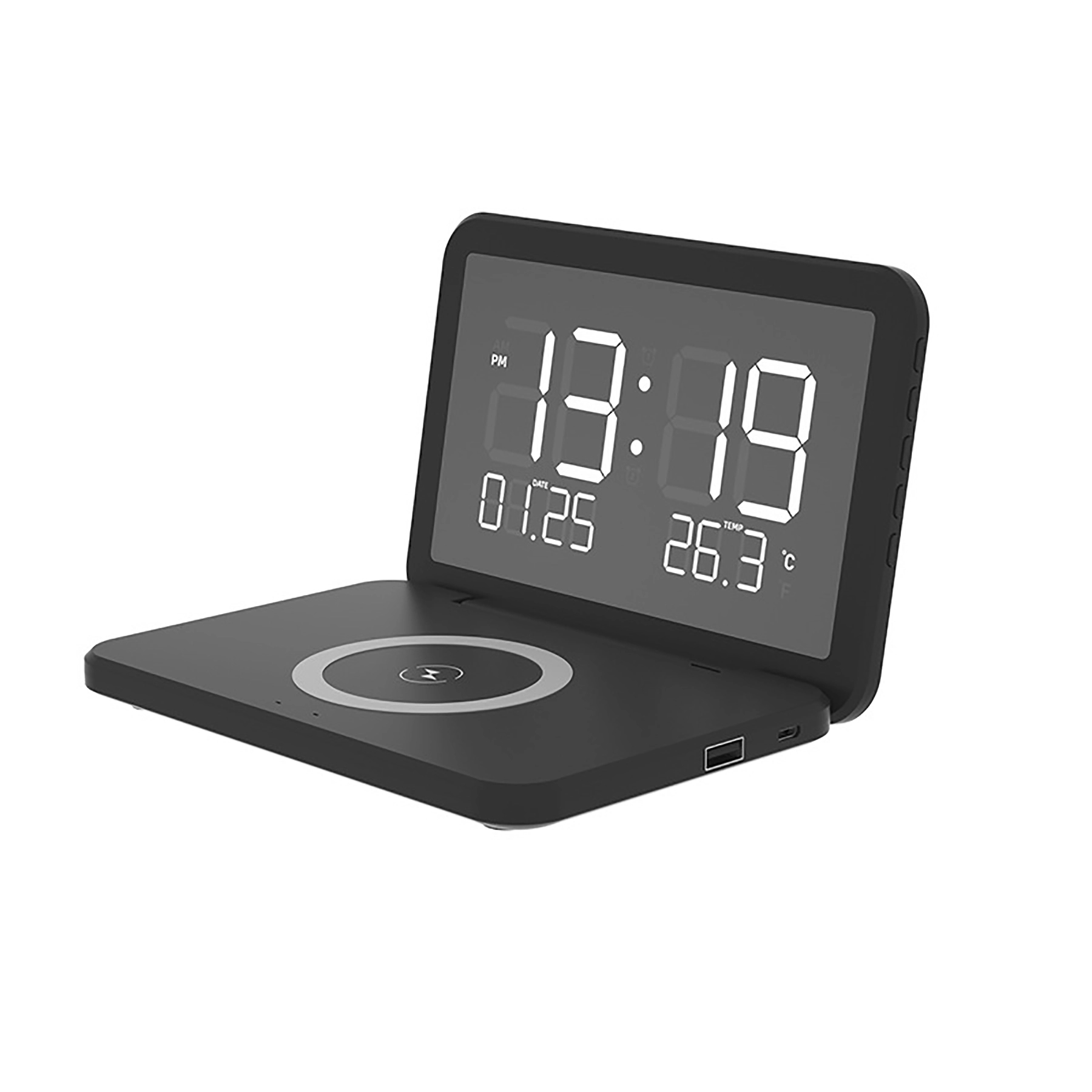 Alarm Clock With Wireless Charging Led Display 4