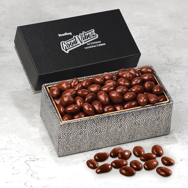 Chocolate Covered Almonds in Black & Silver Gift Box