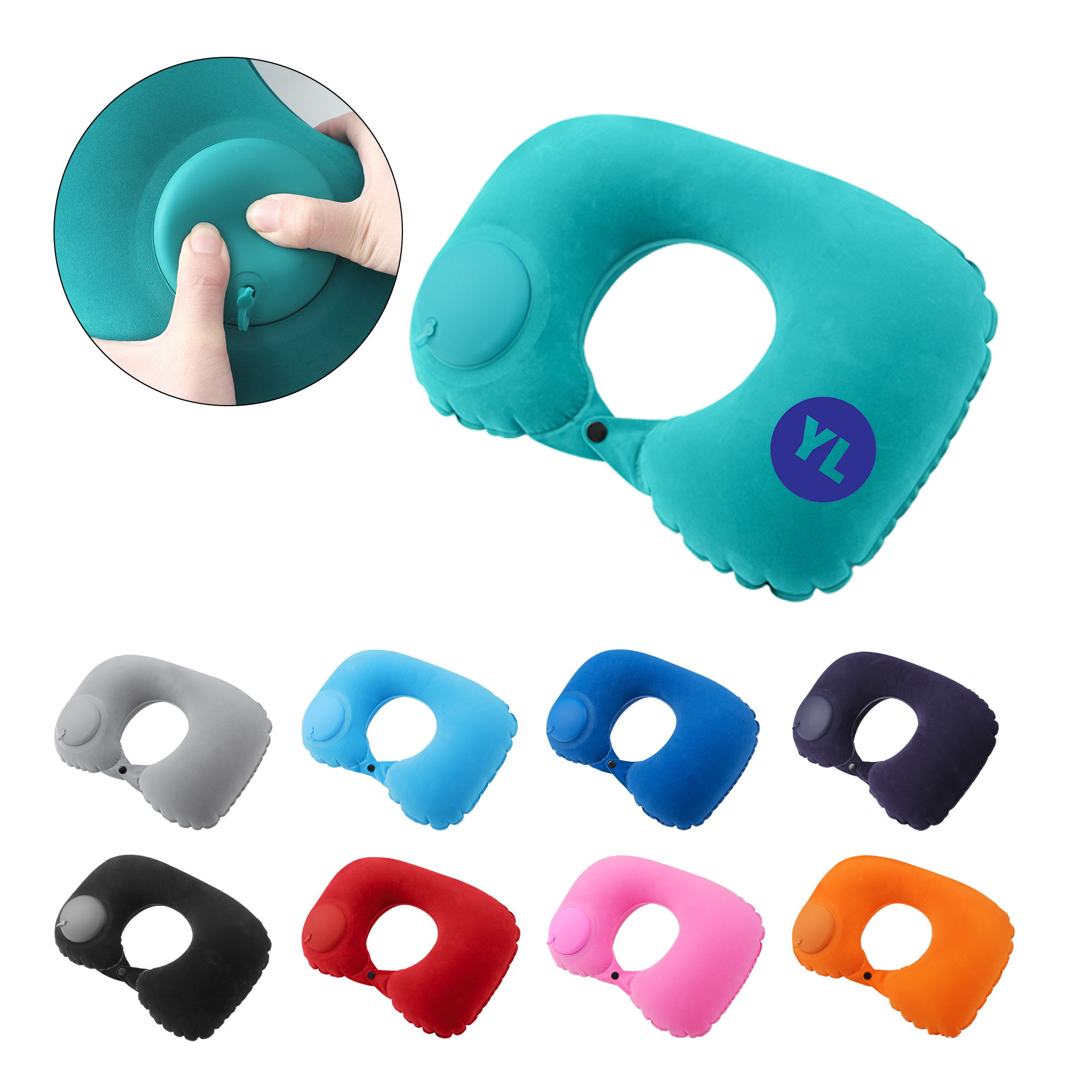MOQ100 Flocked Inflatable U-Shaped Pillow 2