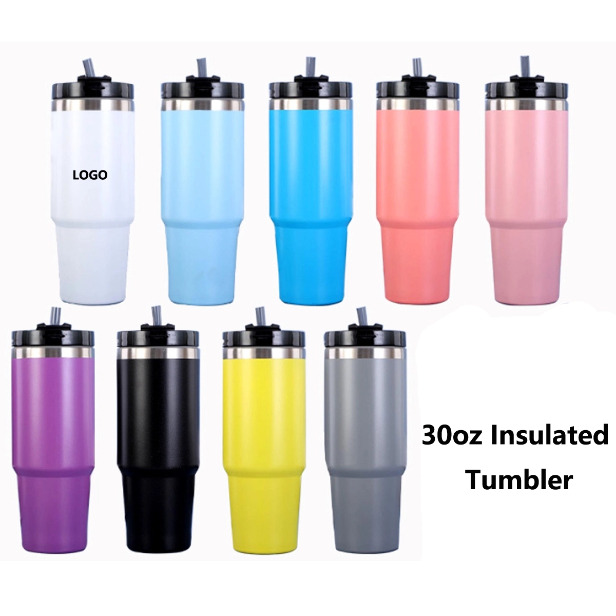 30 oz Insulated Tumbler With Lids and Straws 4