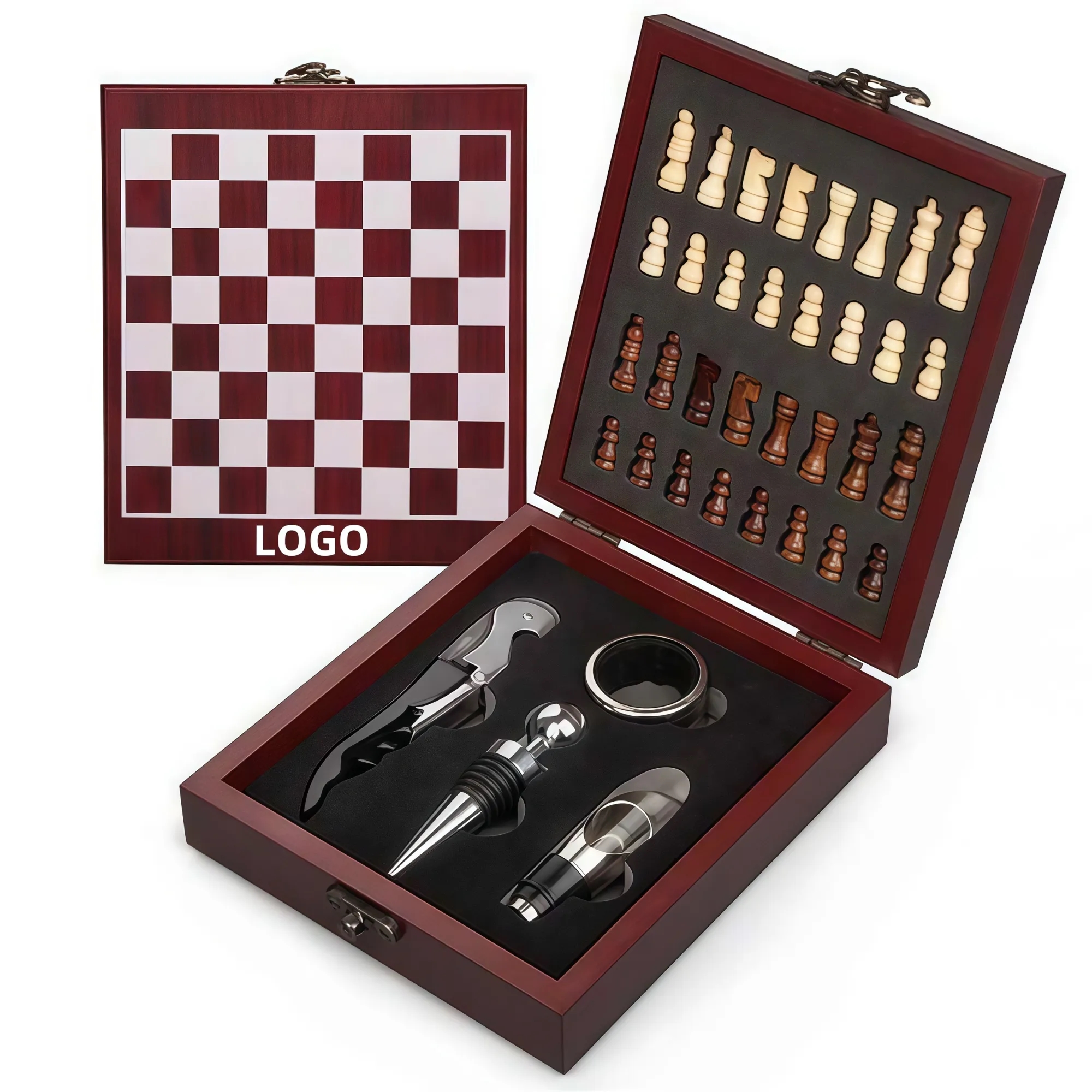 Premium Stainless Steel Wine Opener Set With Chess Design 1