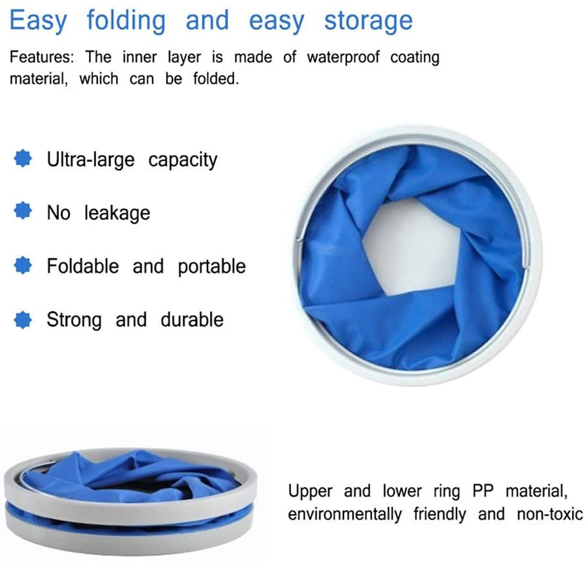 600D Oxford Portable Folding Water Bucket Cleaning Pail 9