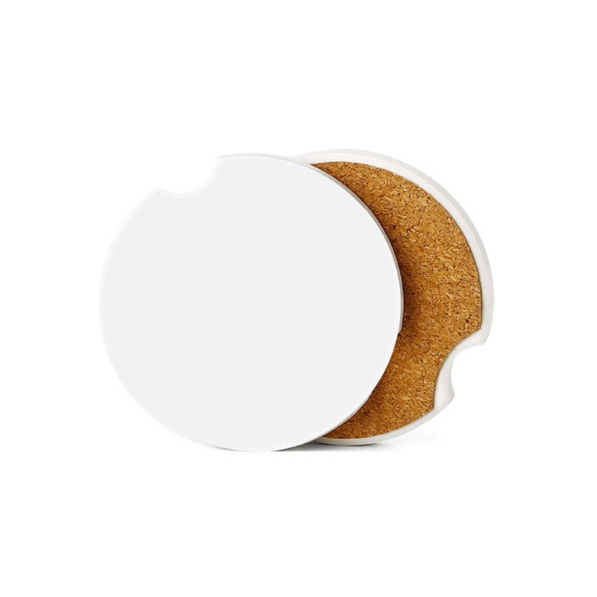 2.56" Absorbent Ceramic Car Coaster With Cork Base Anti-Slip 1