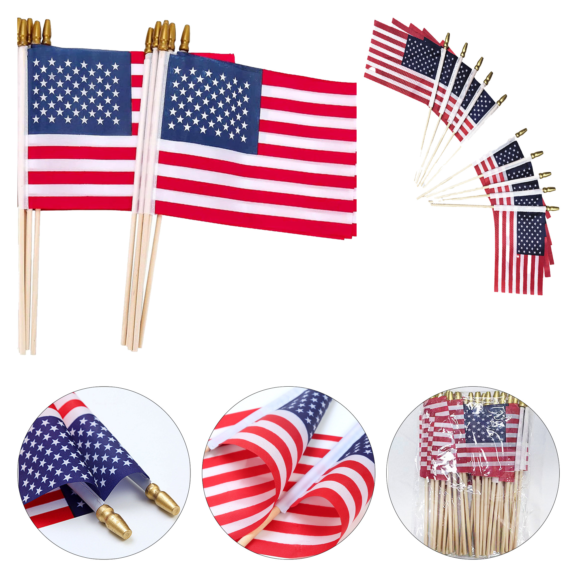 MOQ 100pcs Wood Shaft Handheld Flag 2