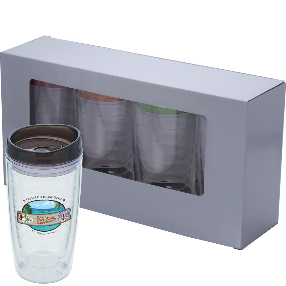 16 Oz. Quattro Cielo Tumbler Gift Set (Full Color Imprint)
