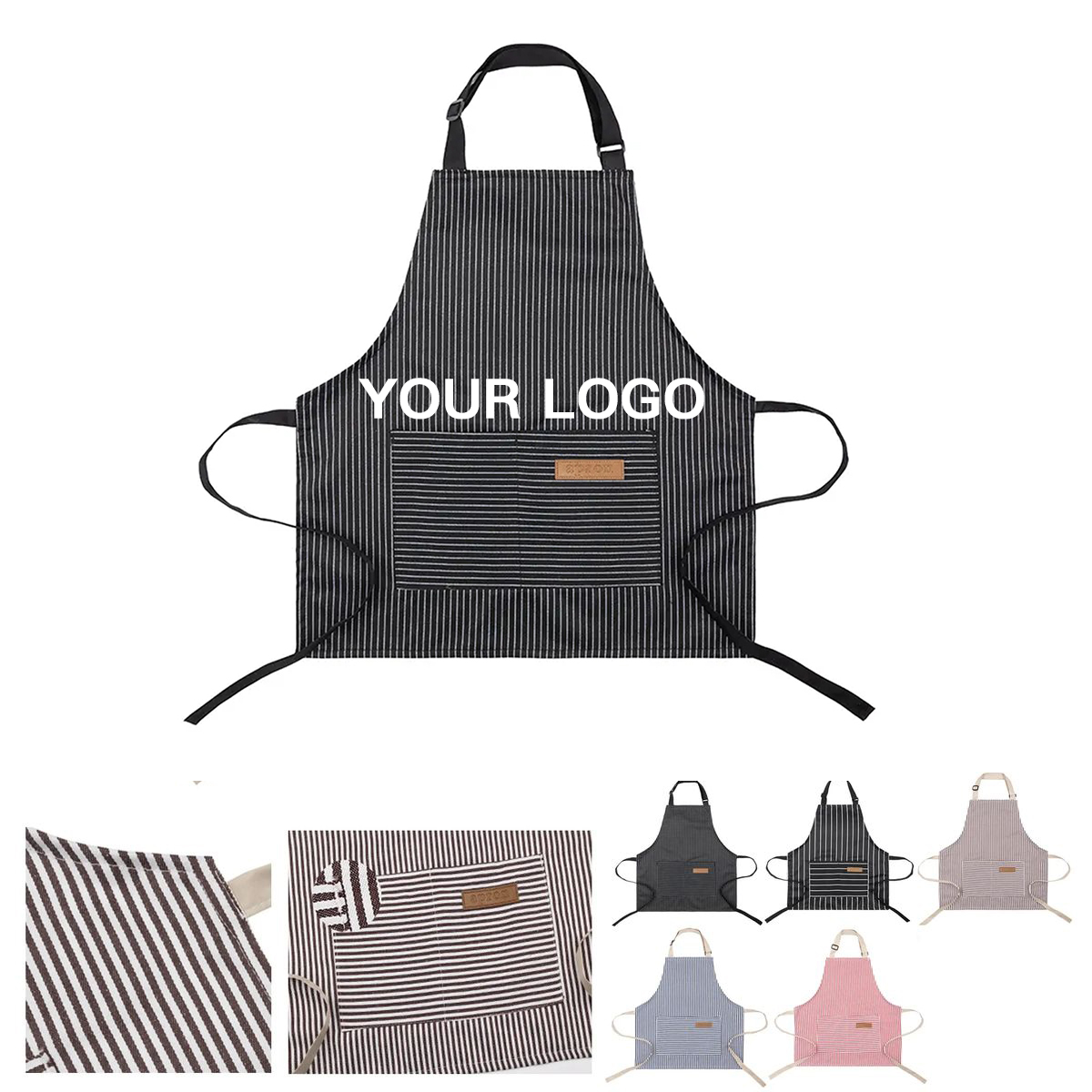 Kids Pinstripe Apron with Adjustable Neck Strap 5