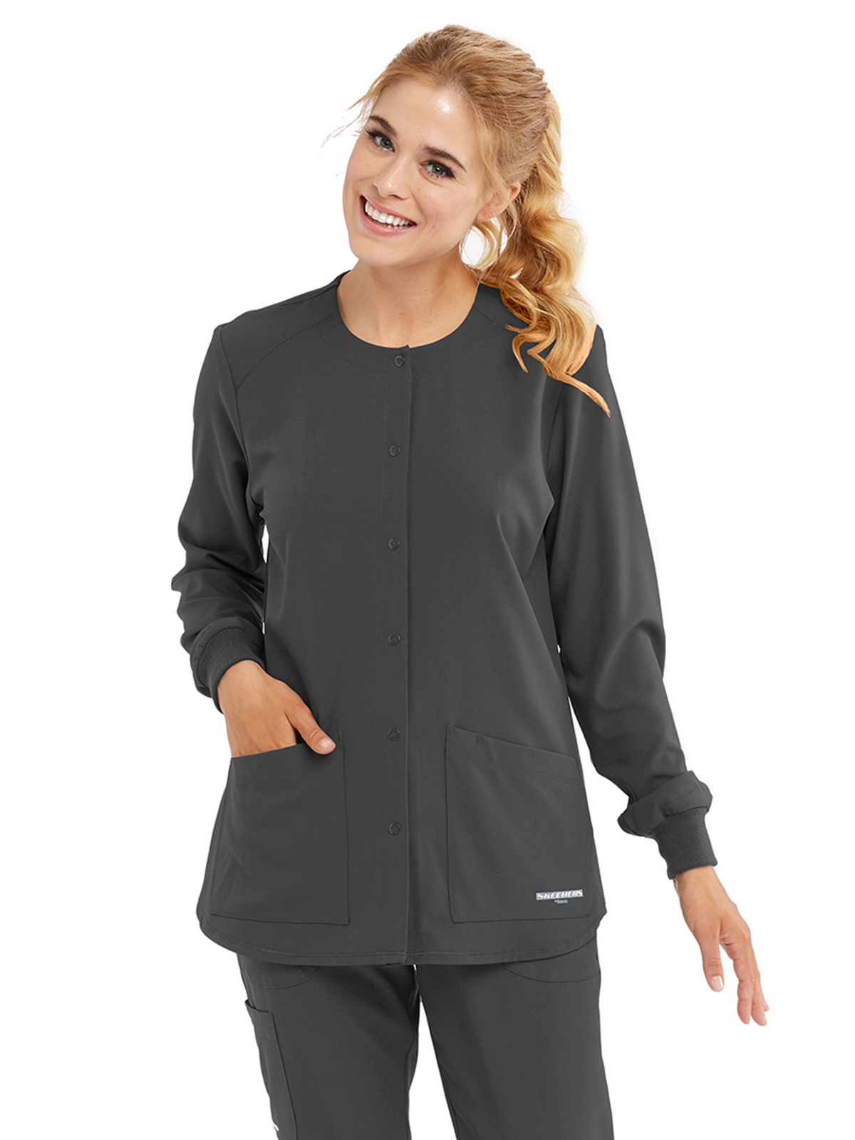 Skechers - Women's Two-Pocket Snap-Front Stability Warm-Up Scrub Jacket 7