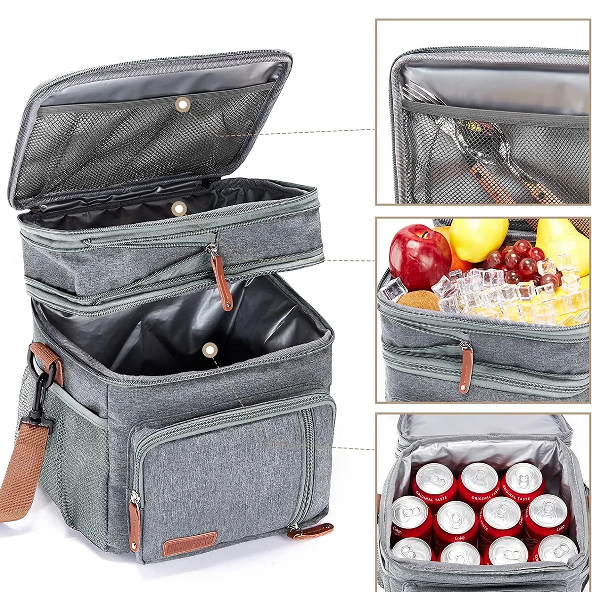 Double Compartment Insulated Cooler Lunch Bag 5