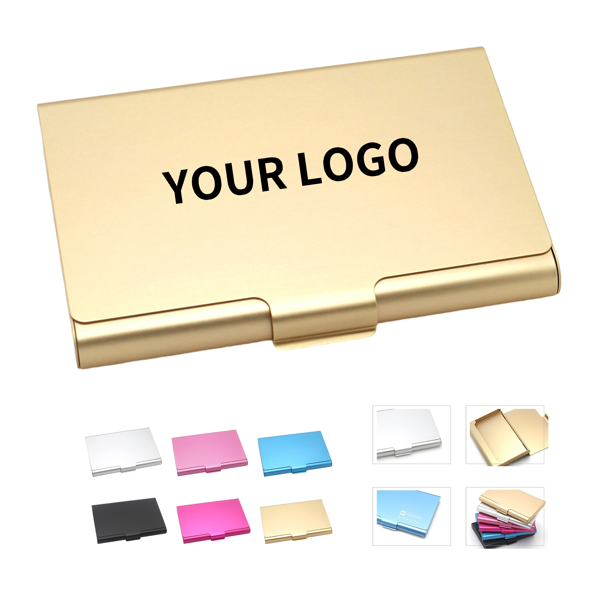 Aluminum Alloy Slim Business Card Case Pocket Size With Snap Lid 6