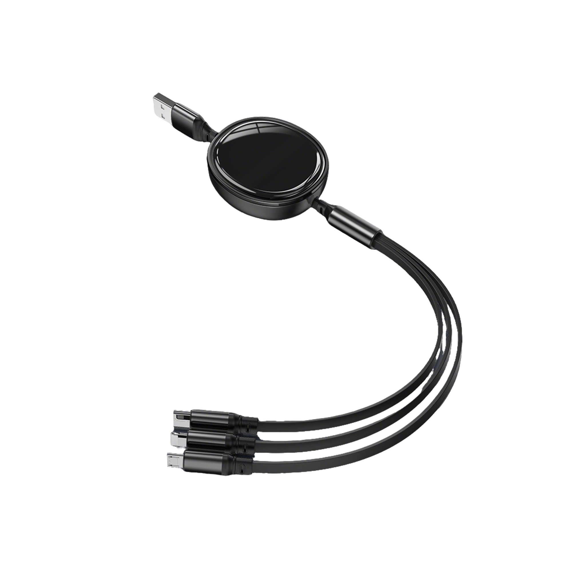 Retractable Three In One Charging Cable Adjustable Length 2