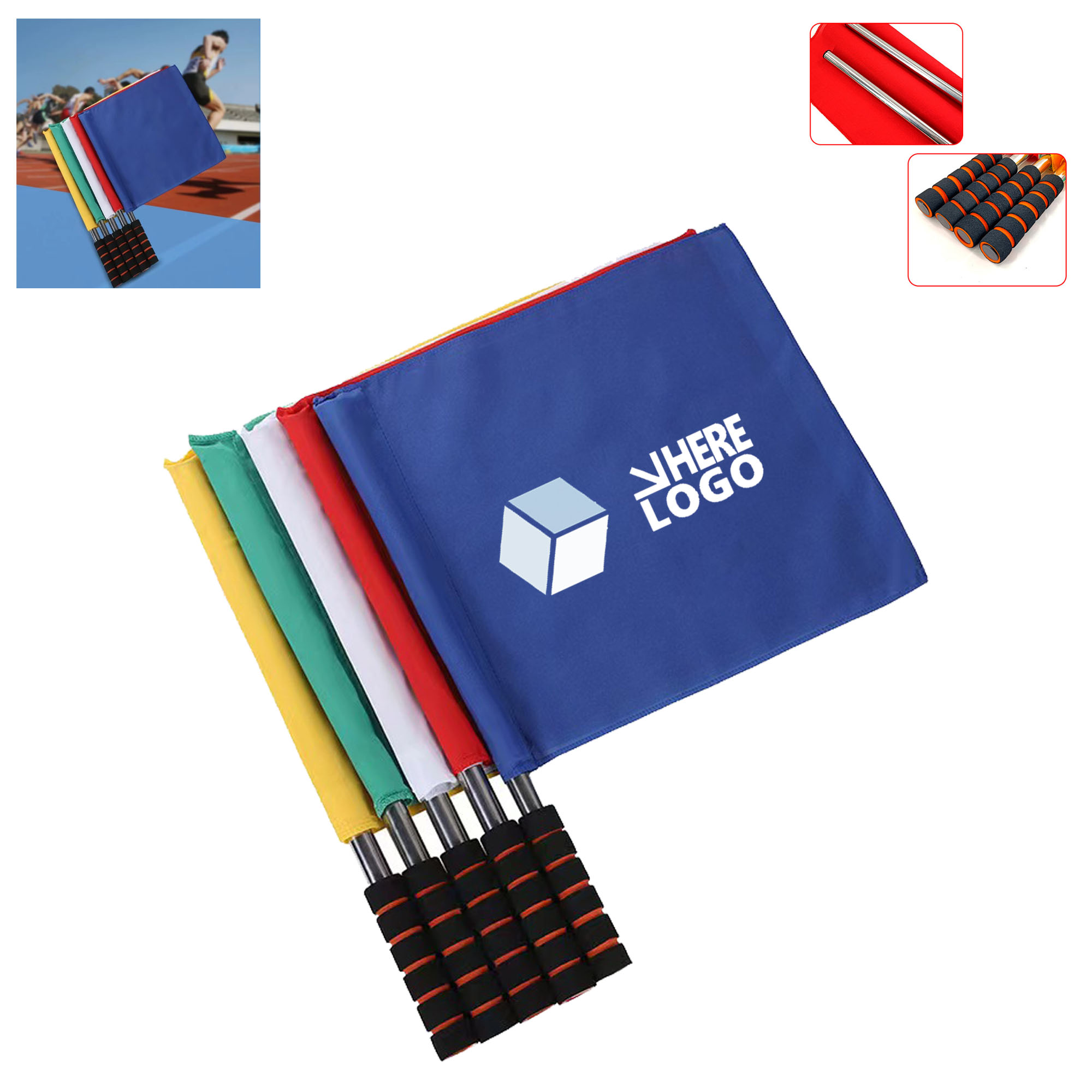 MOQ 100PCS Sports Referee Flags With Metal Pole Foam 5