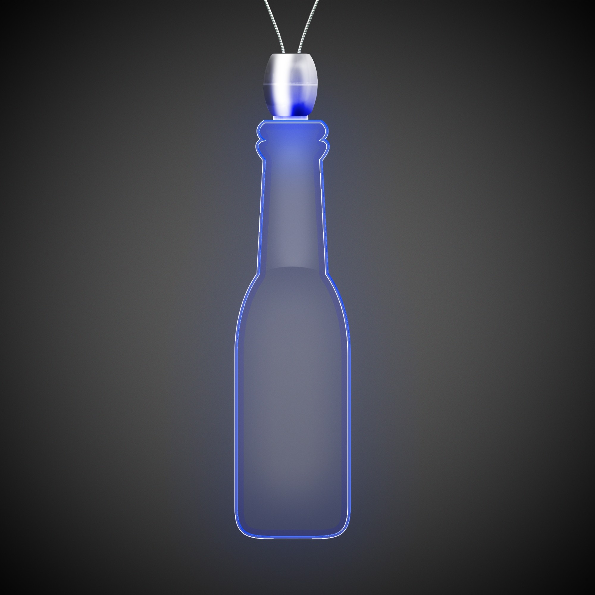 Round Bottle Blue Light-Up Acrylic Pendant Necklace