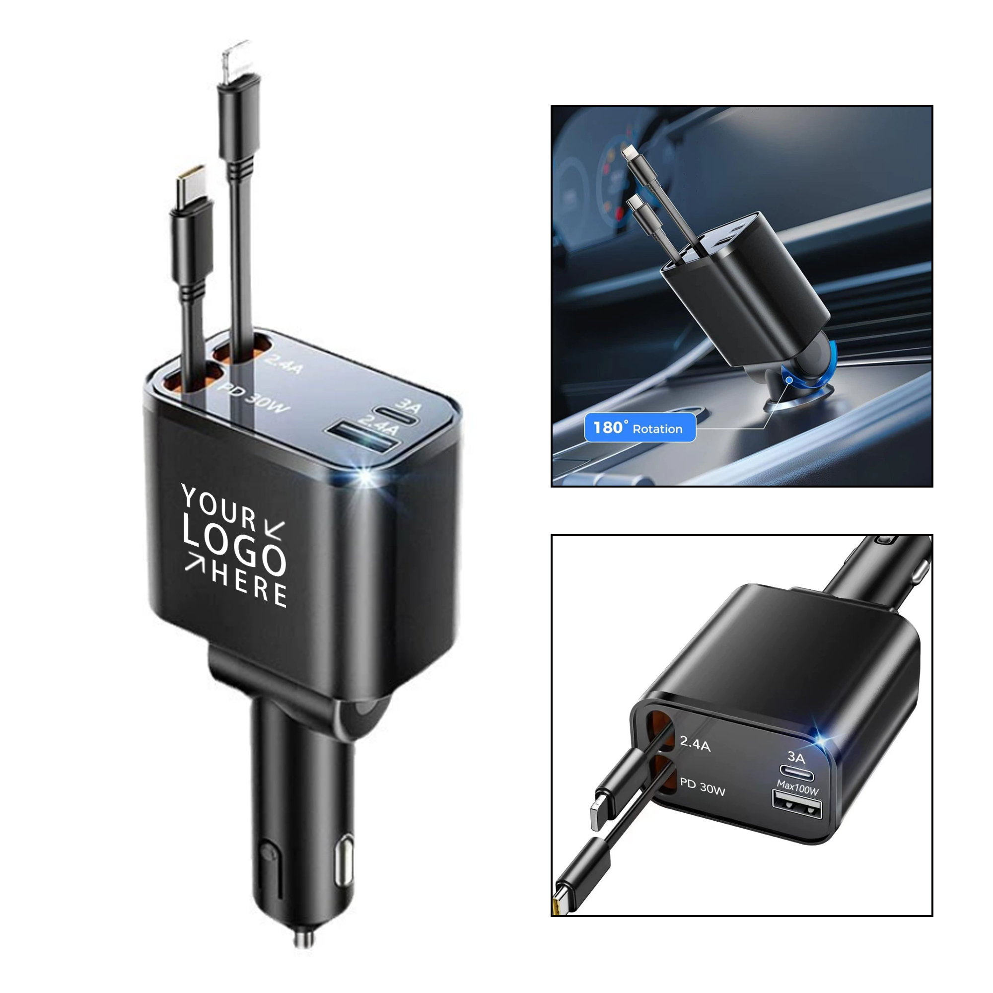 Car Use Retractable Multi Charging Plug 2