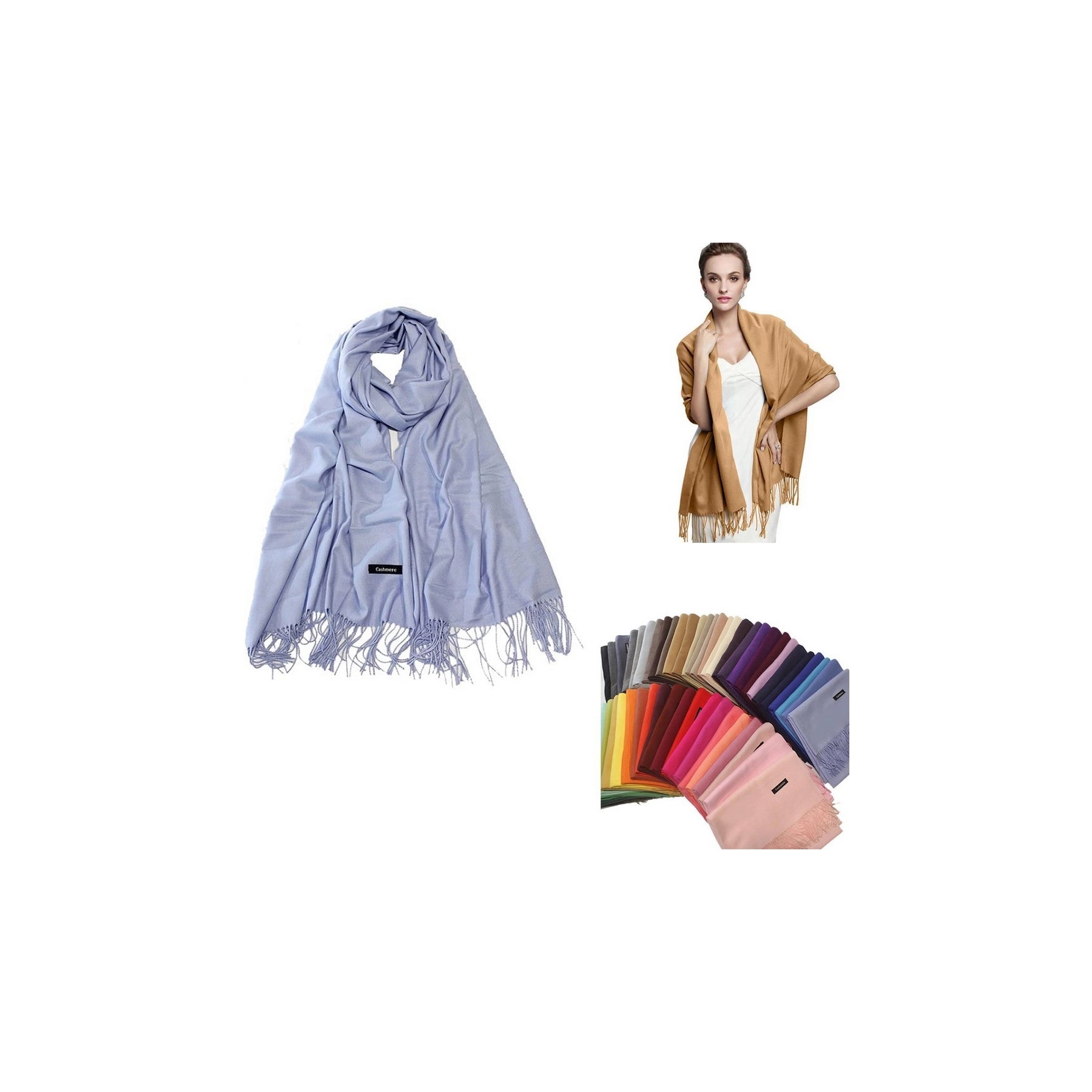 Solid Color Winter Pashmina Scarf 2