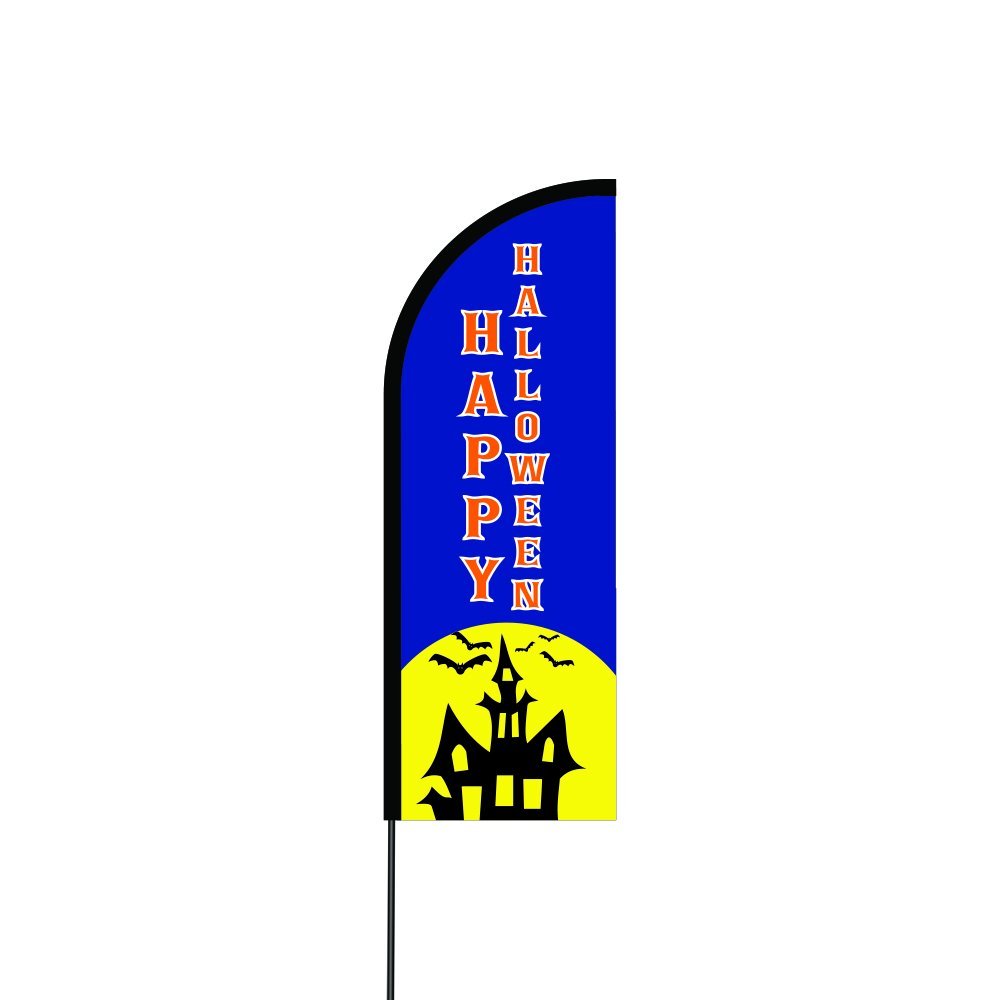 Happy Halloween Flag Kit 14' Feet Feather Flag Sign Outdoor Banner feather banner 1