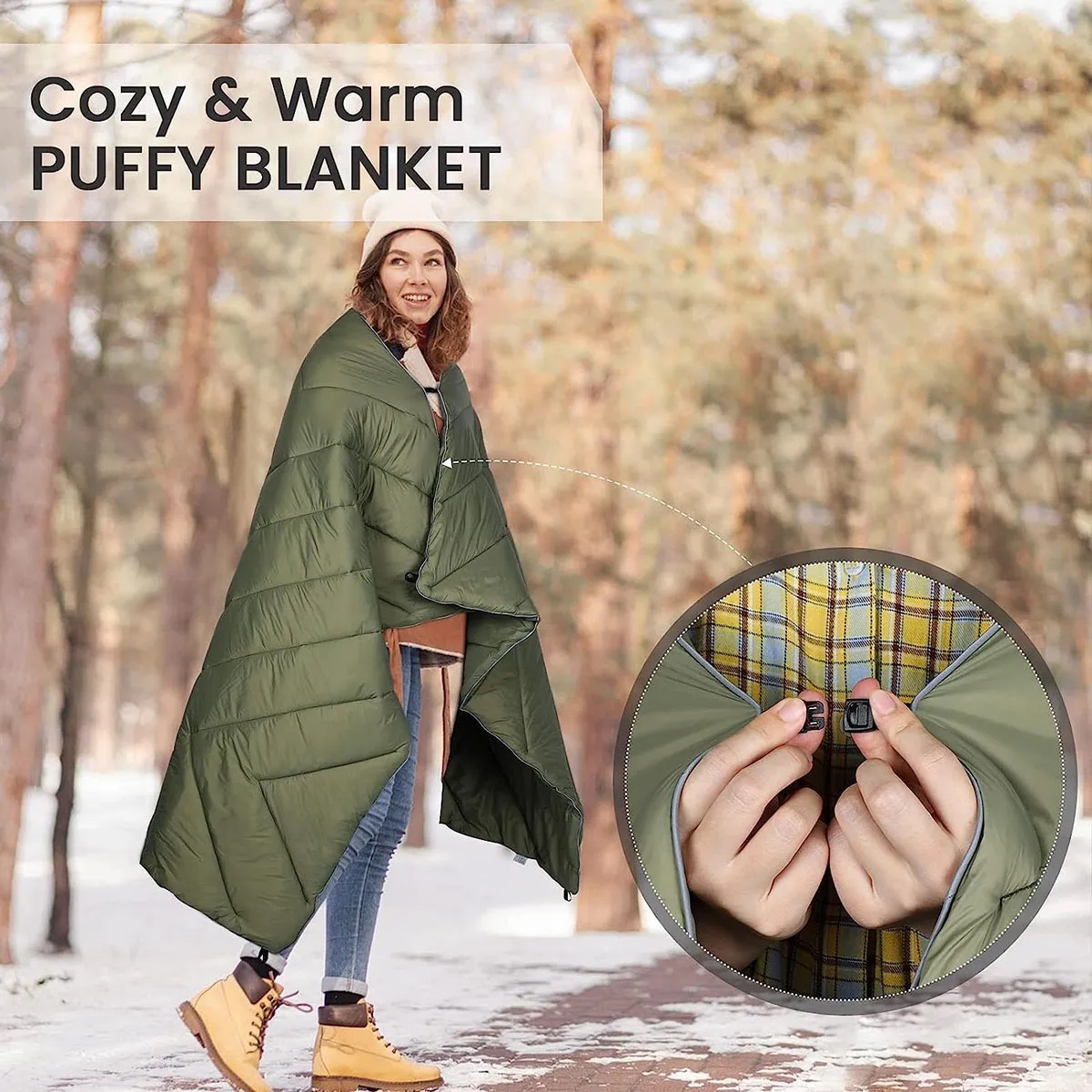 Branded Puffy Waterproof Camping Wearable Packable Blanket 3