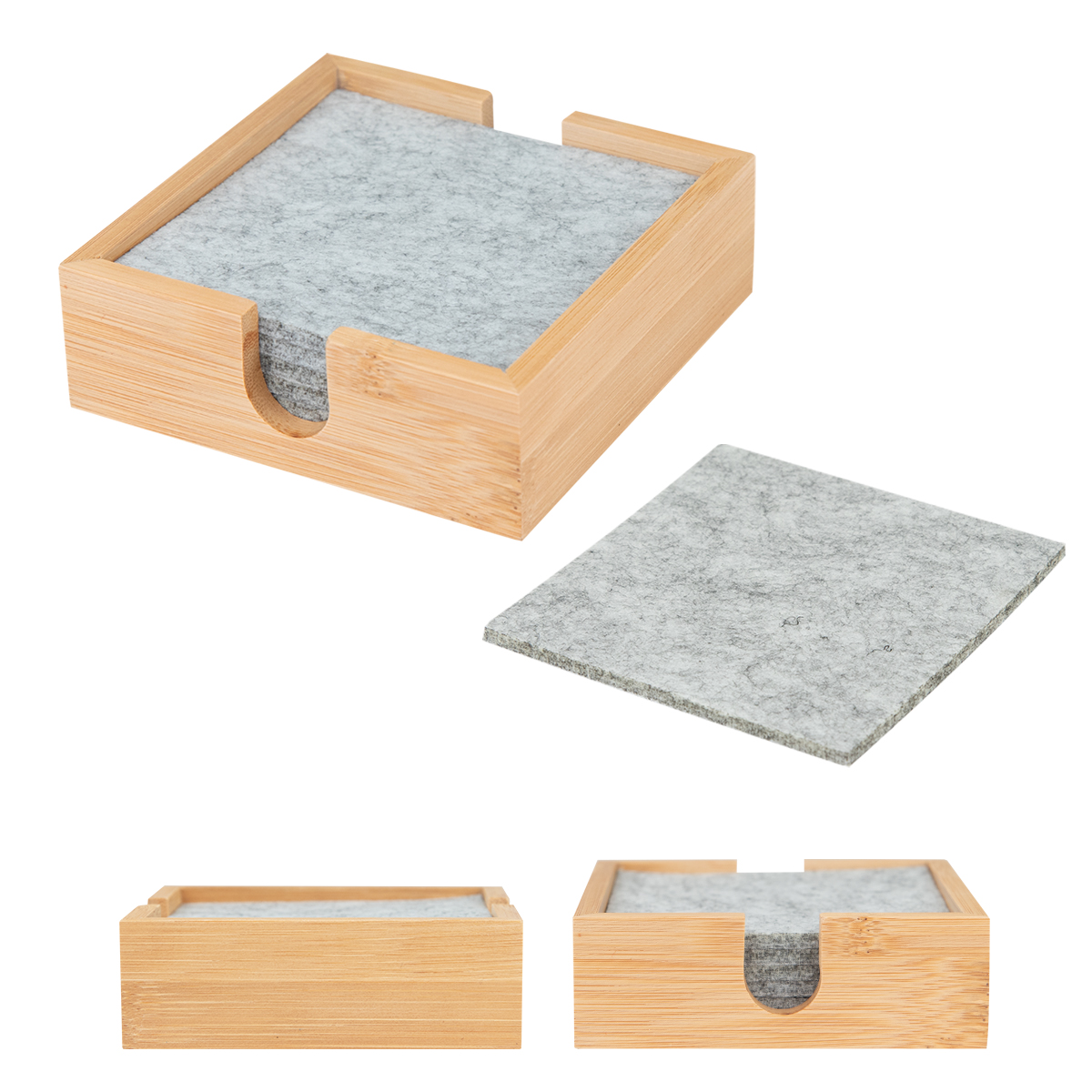 Bamboo & Recycled Felt Coaster Set 5