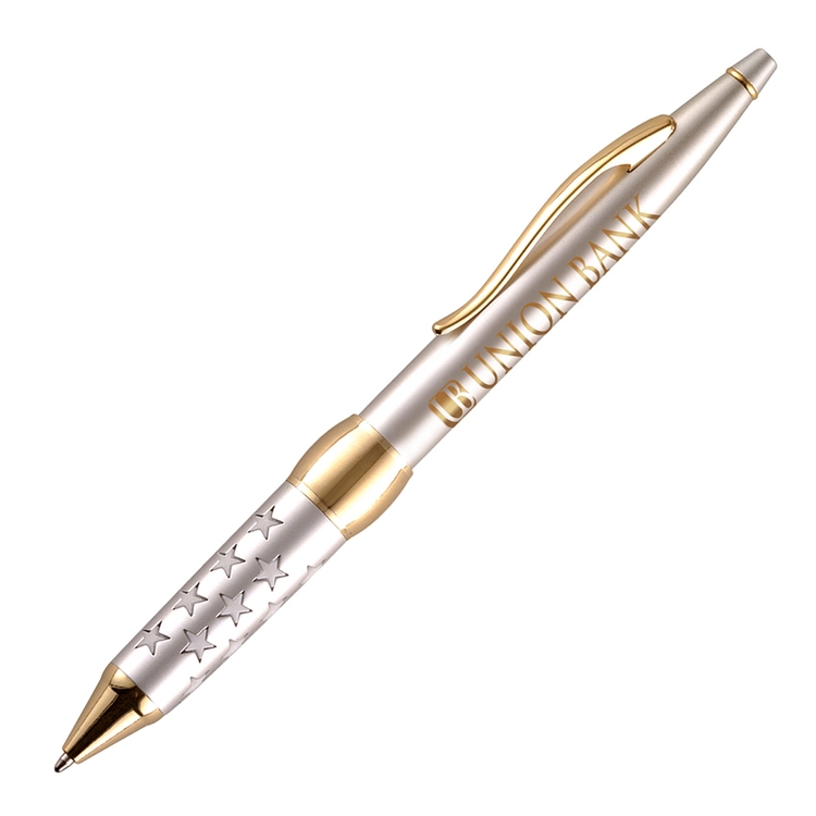 Patriotic Brass Ballpoint Pen (Satin Chrome) 3