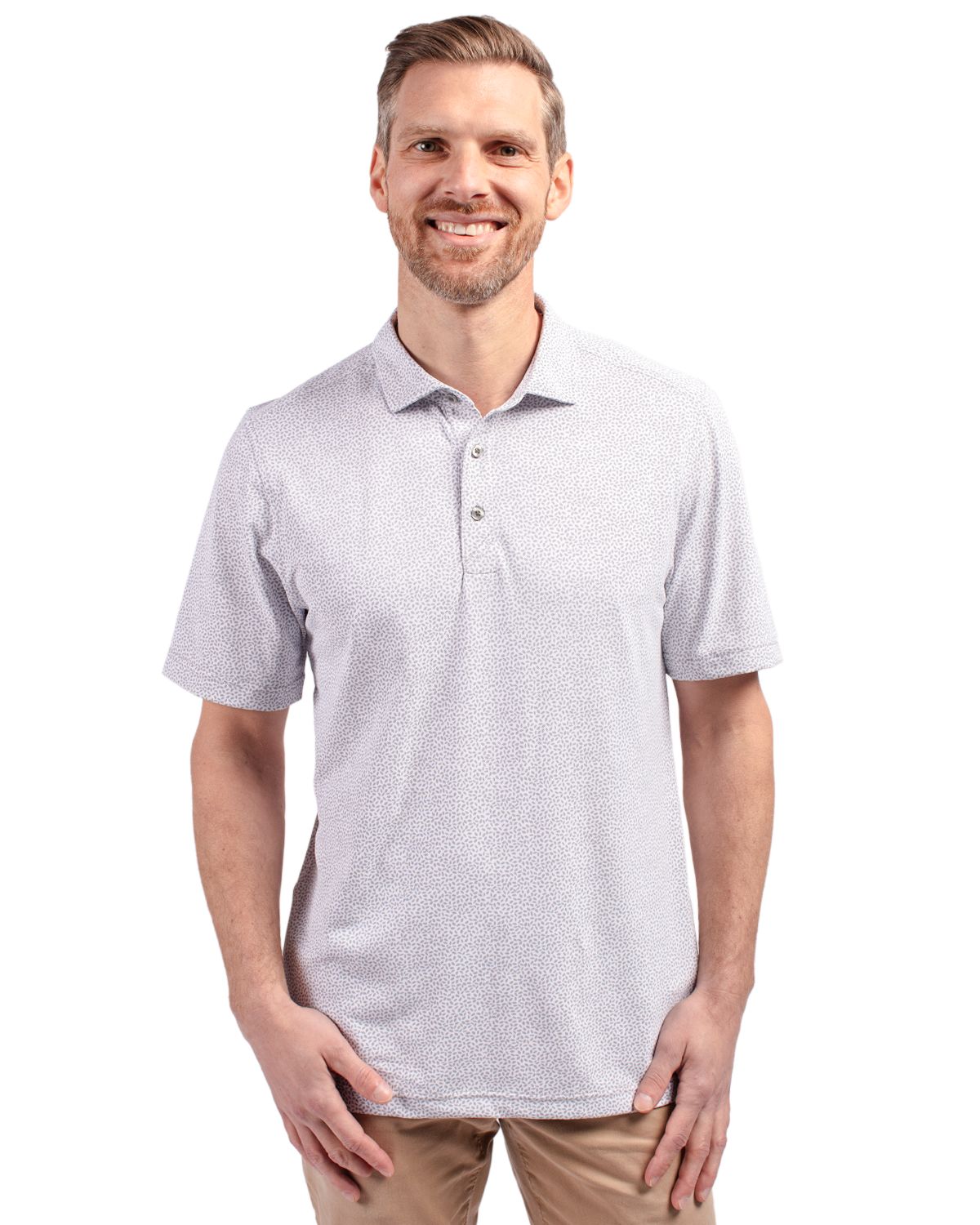 Cutter & Buck Virtue Recycled Botanical Print Featherlight Pique Mens  Polo 83