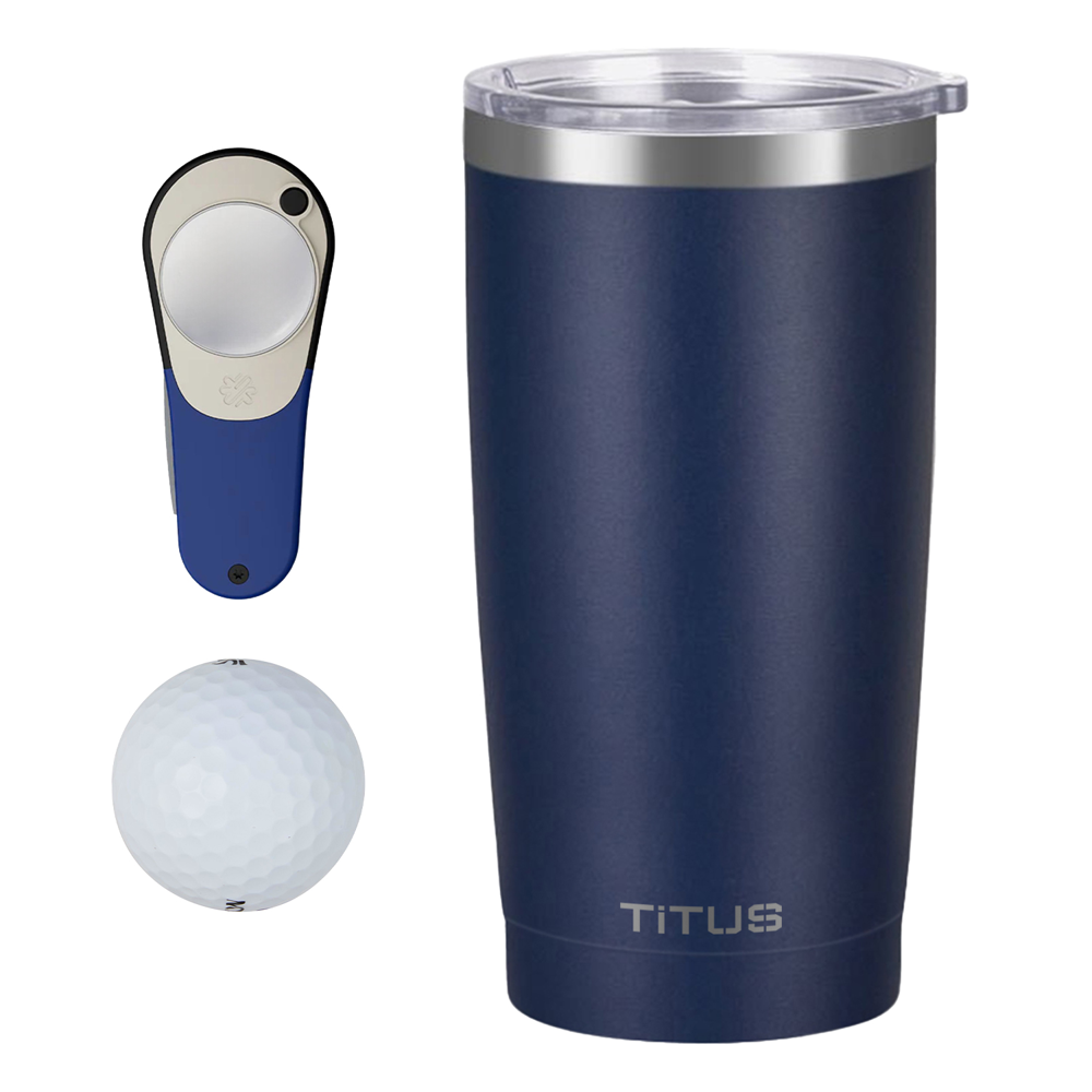 20 oz TiTUS® SS Tumbler, Srixon® Golf Balls & Pitchfix® Icon Divot Tool Gift Set