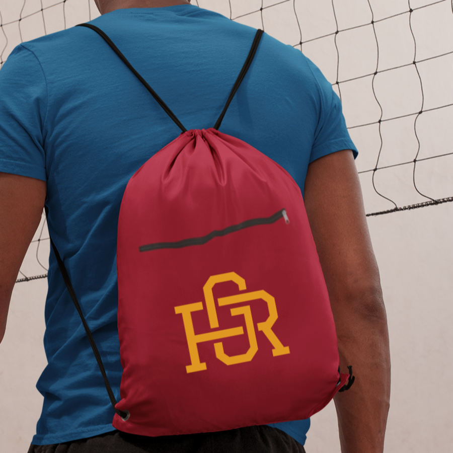 Slant-Zip Polyester Drawstring Bag w/ Custom Logo