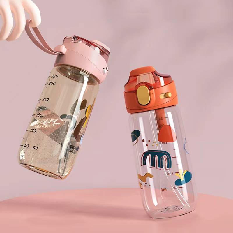14.5 Oz. Plastic Kids Water Bottle With Straw 5