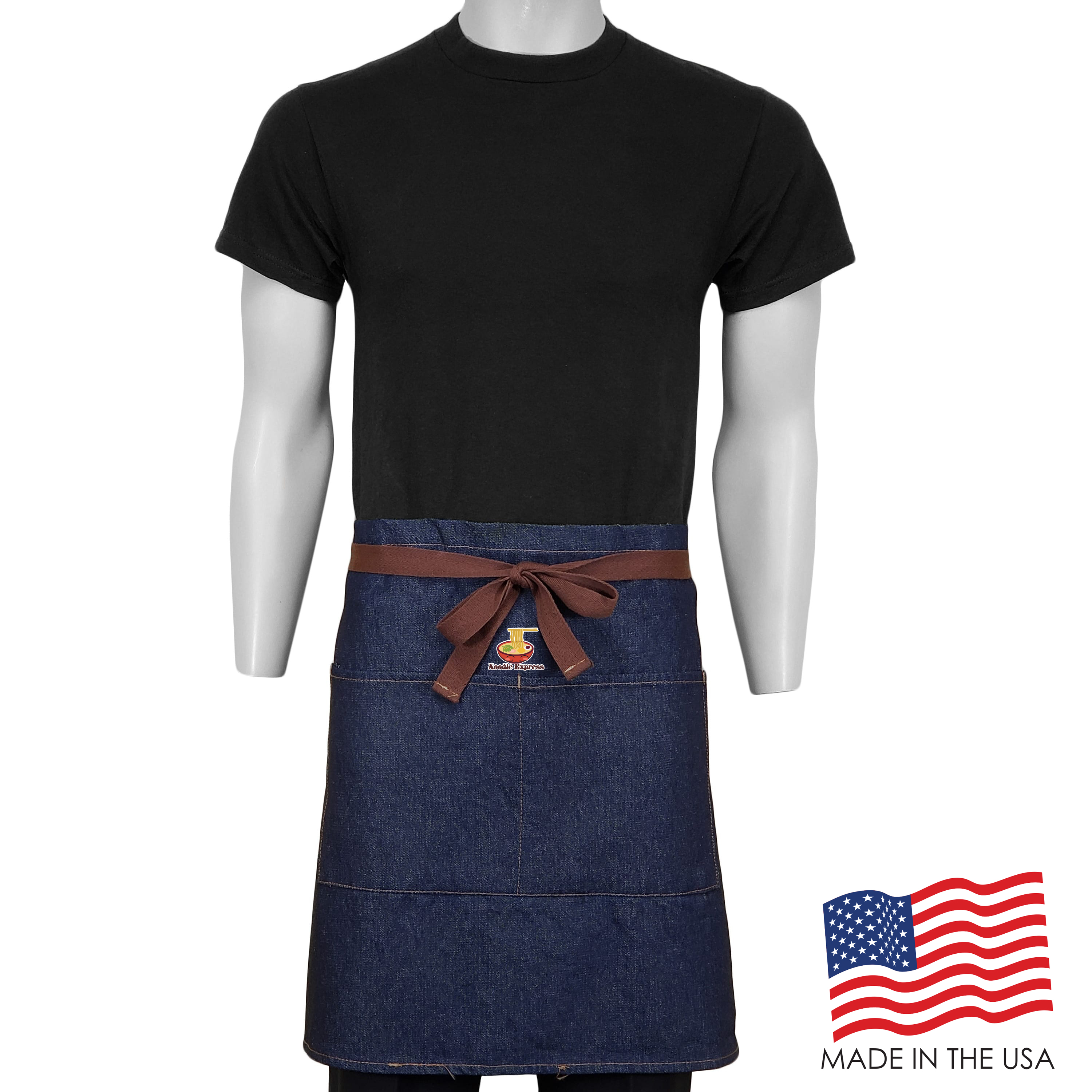 28 in. x 19 in. Denim Half Bistro Apron with Pockets (Full Color Logo) 4