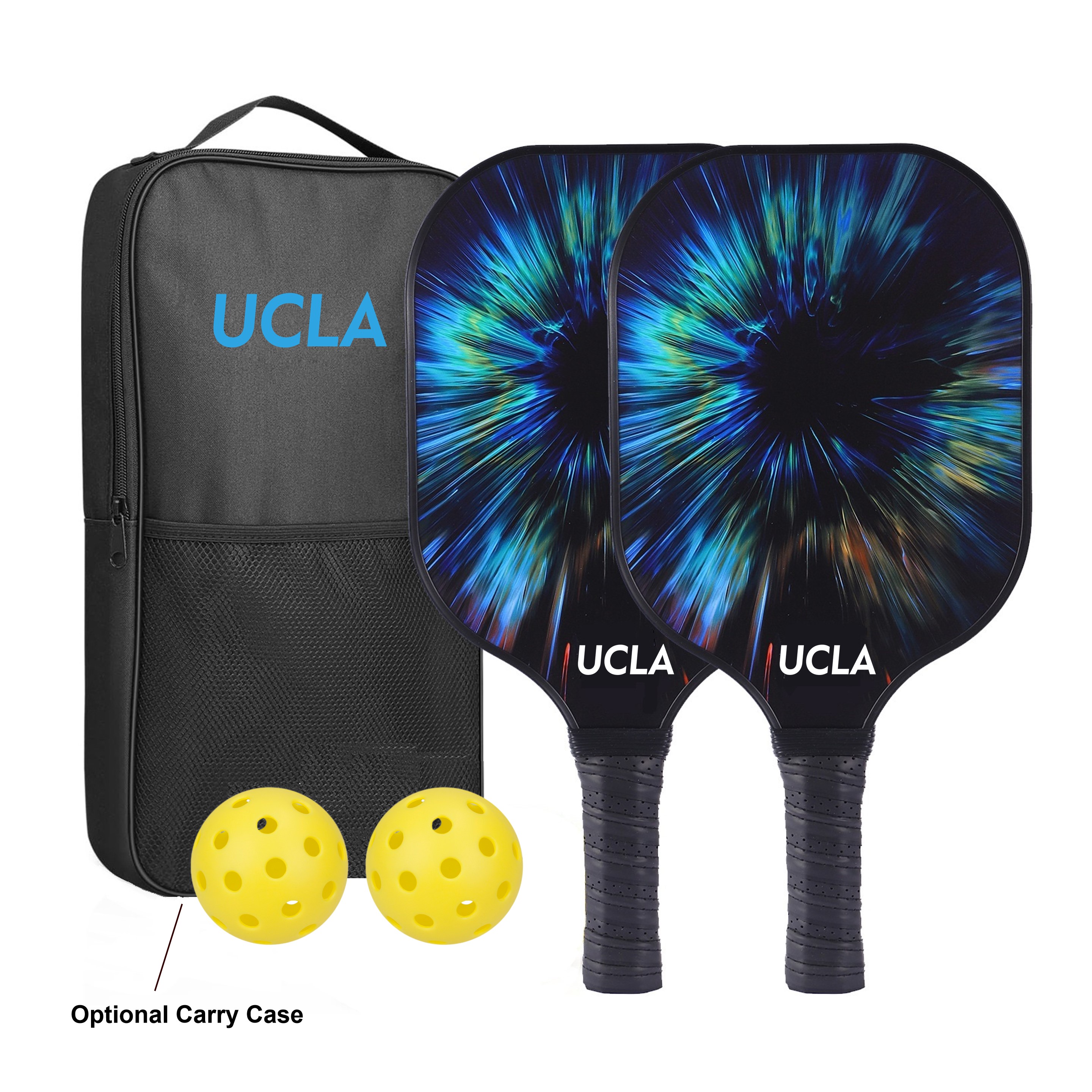 Full Color Premium Fiberglass Pickleball Set with Optional Paddle Carry Case 5