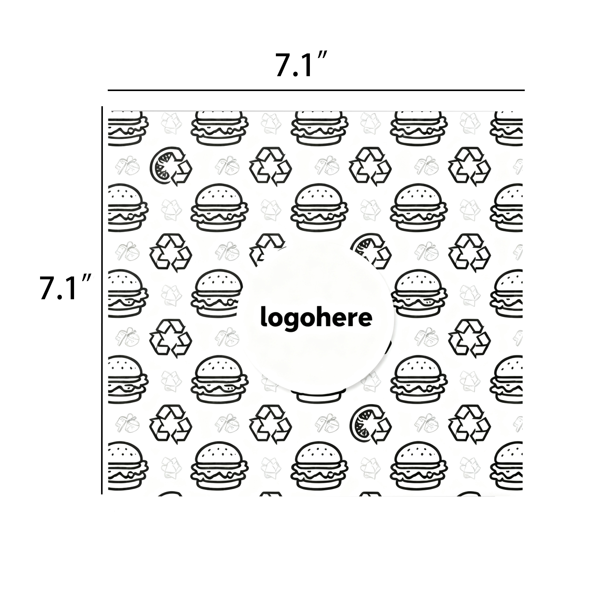 MOQ 500 7x7 Custom Logo Hamburger Patty Paper Sheets 3