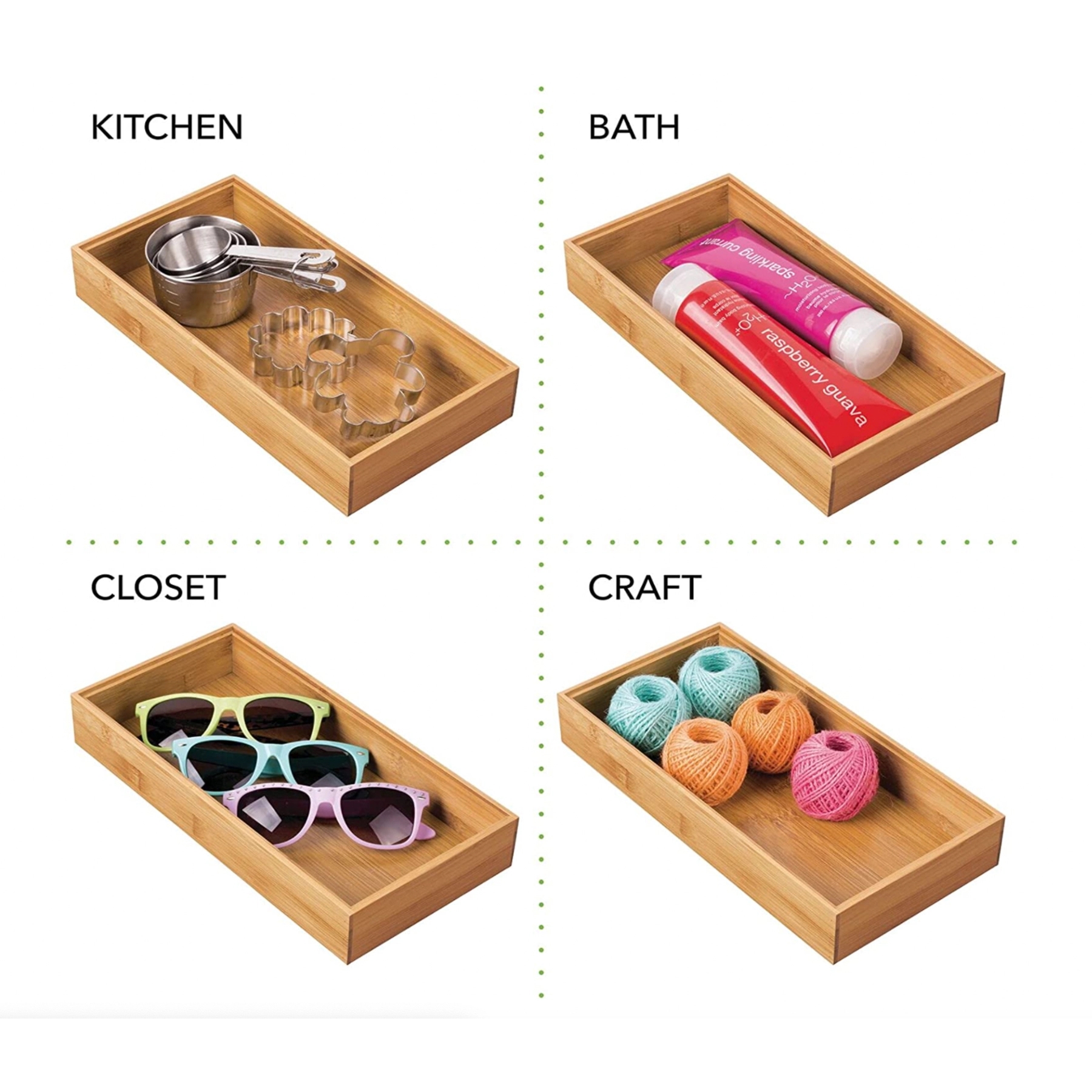 Bamboo Drawer Organizer Box Tray 1